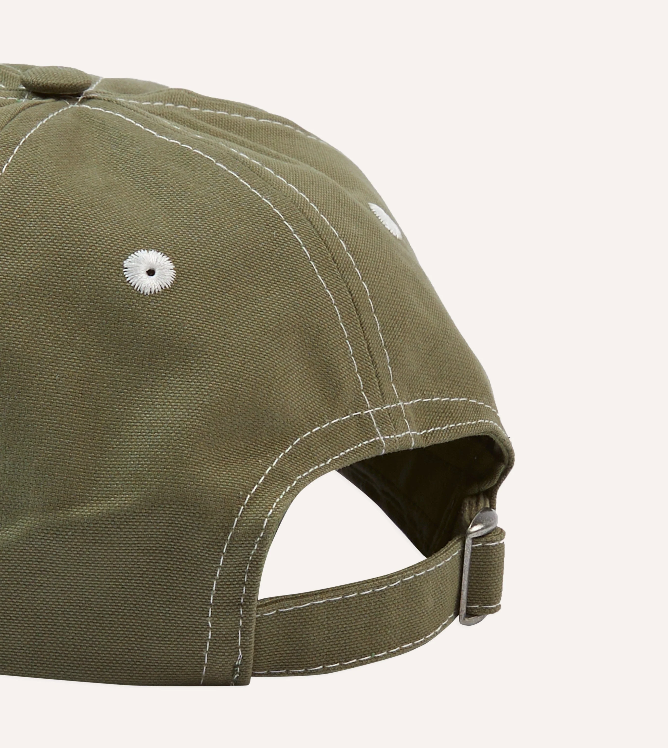 Green Cotton Contrast Stitch Baseball Cap - Image 2