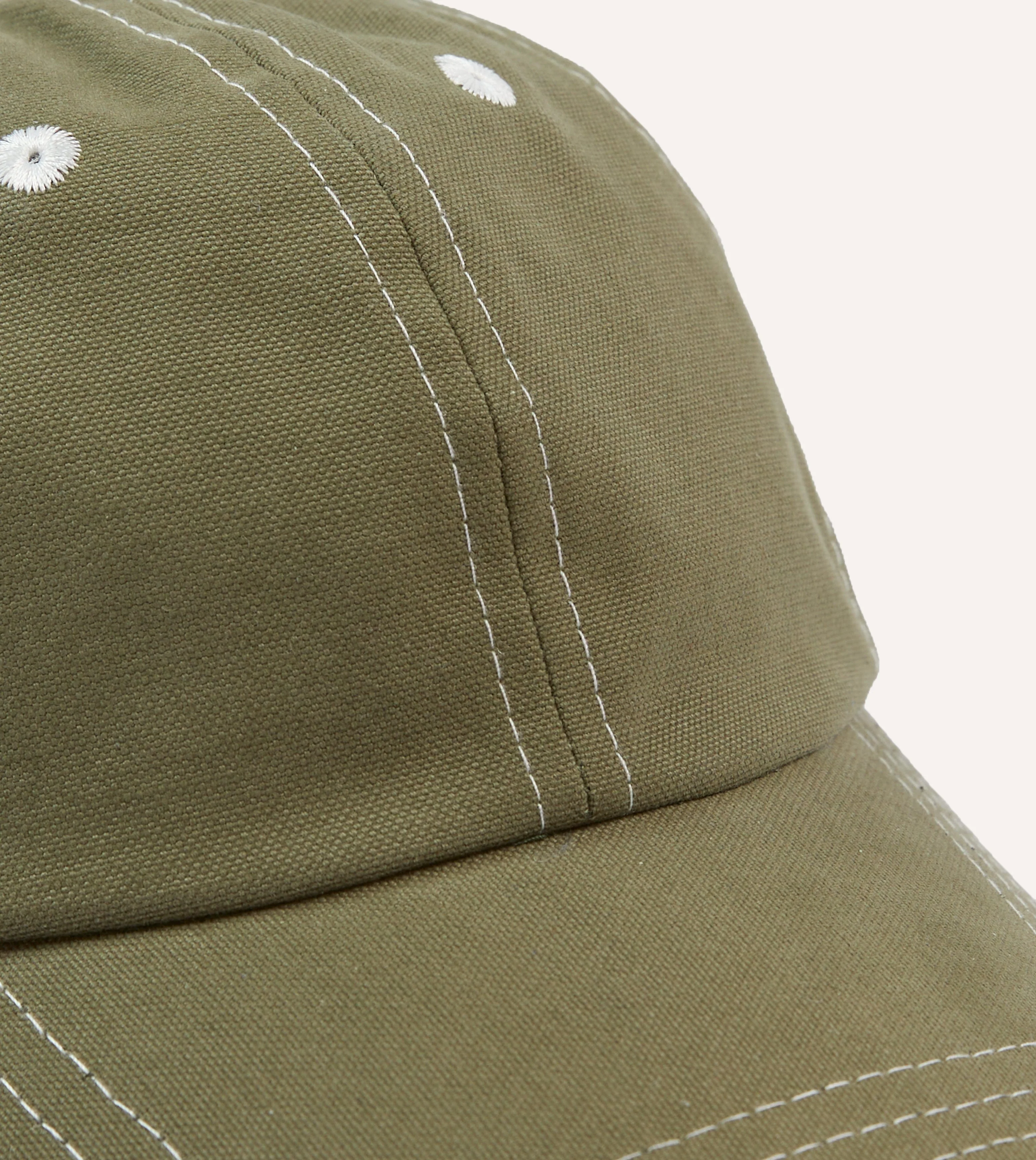 Green Cotton Contrast Stitch Baseball Cap - Image 3