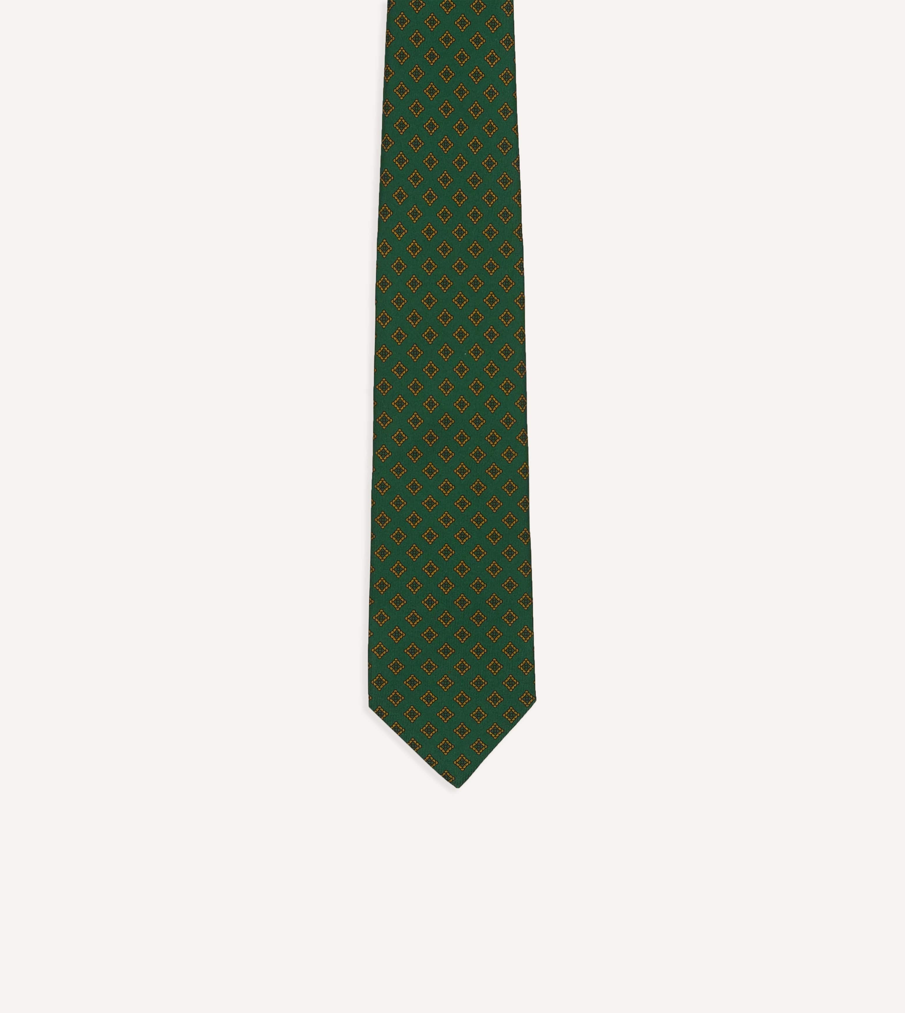 Green Diamond Medallion Self-Tipped Silk Tie - Image 3