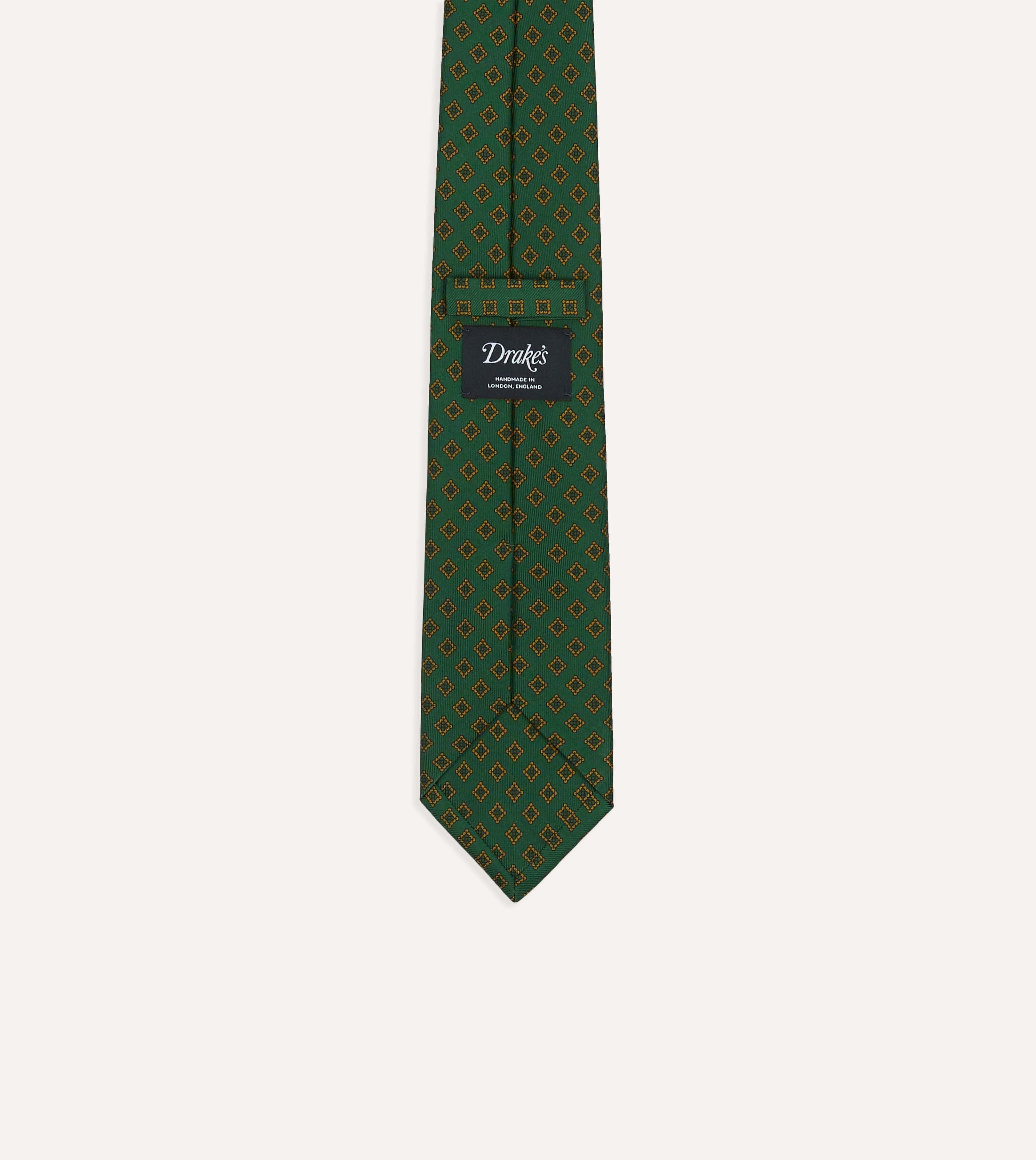 Green Diamond Medallion Self-Tipped Silk Tie - Image 4