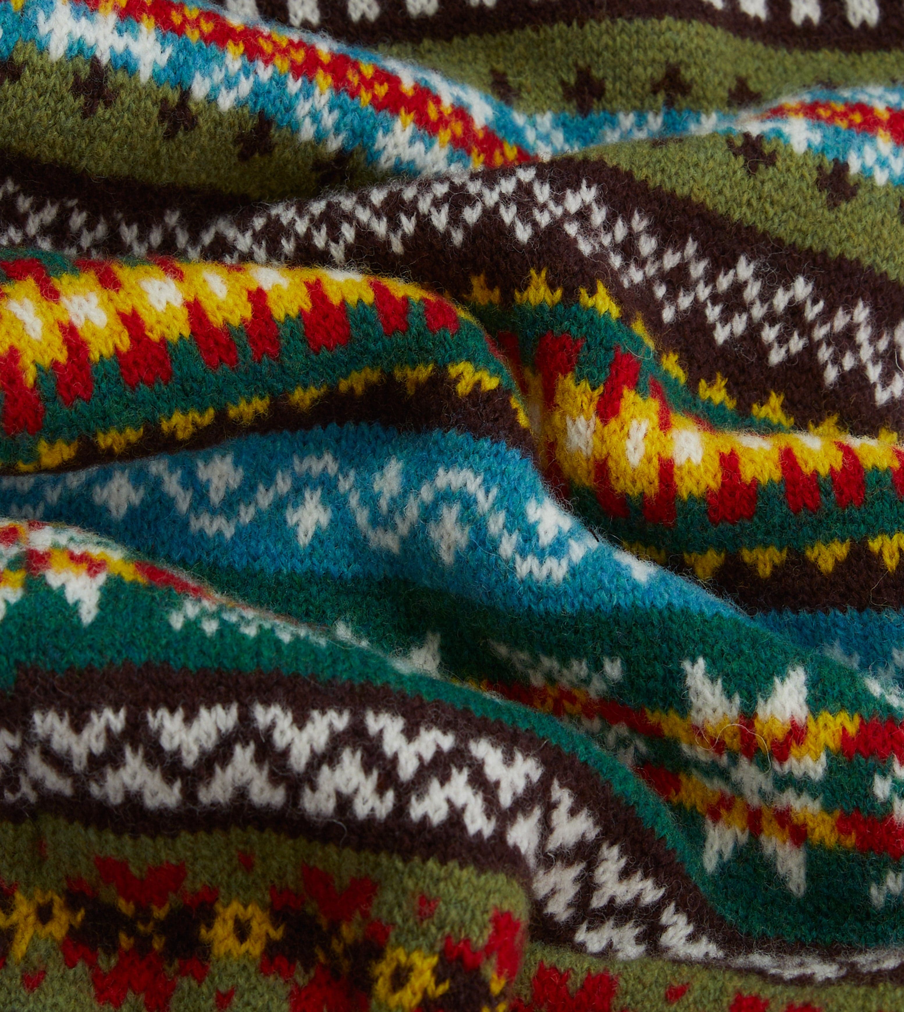 Green Fair Isle Lambswool Scarf - Image 2