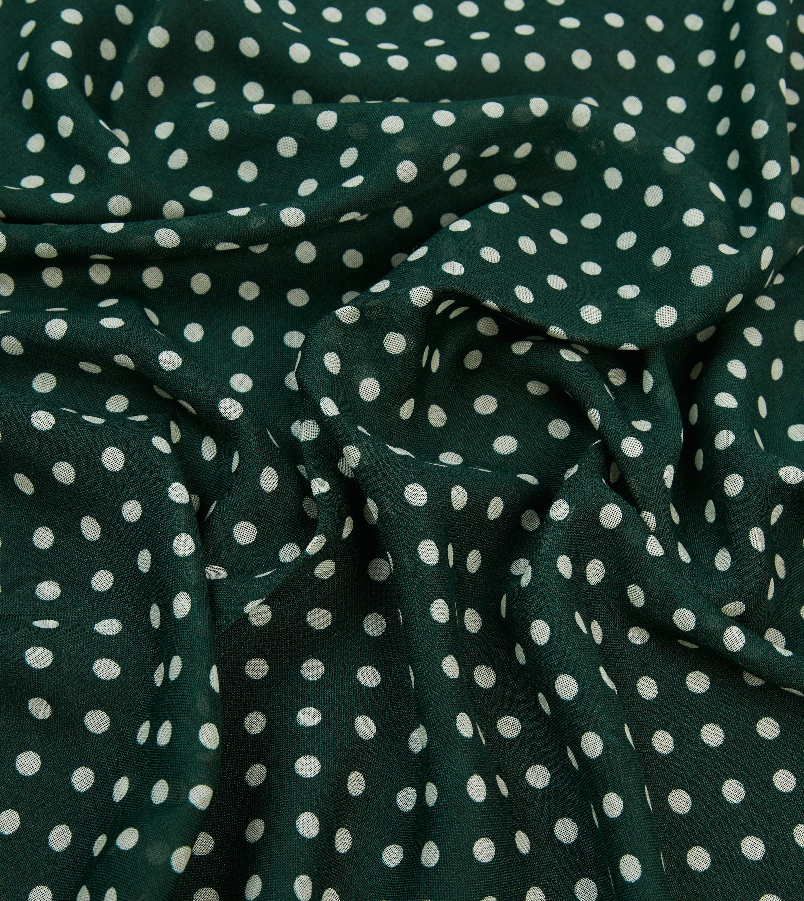 Green Hand-Drawn Polka Dot Wool Scarf - Image 2