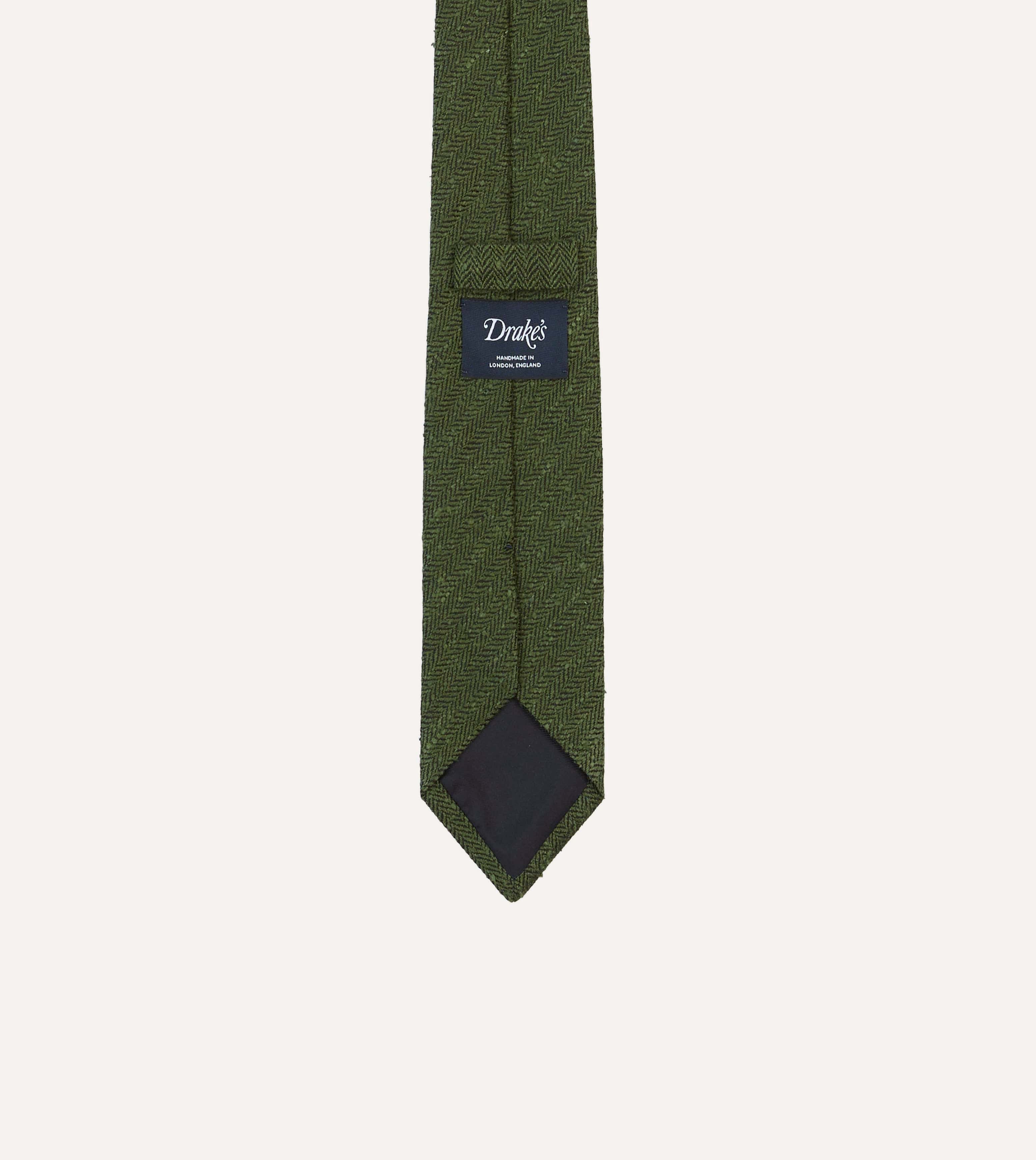 Green Herringbone Shantung Silk Tipped Tie - Image 4