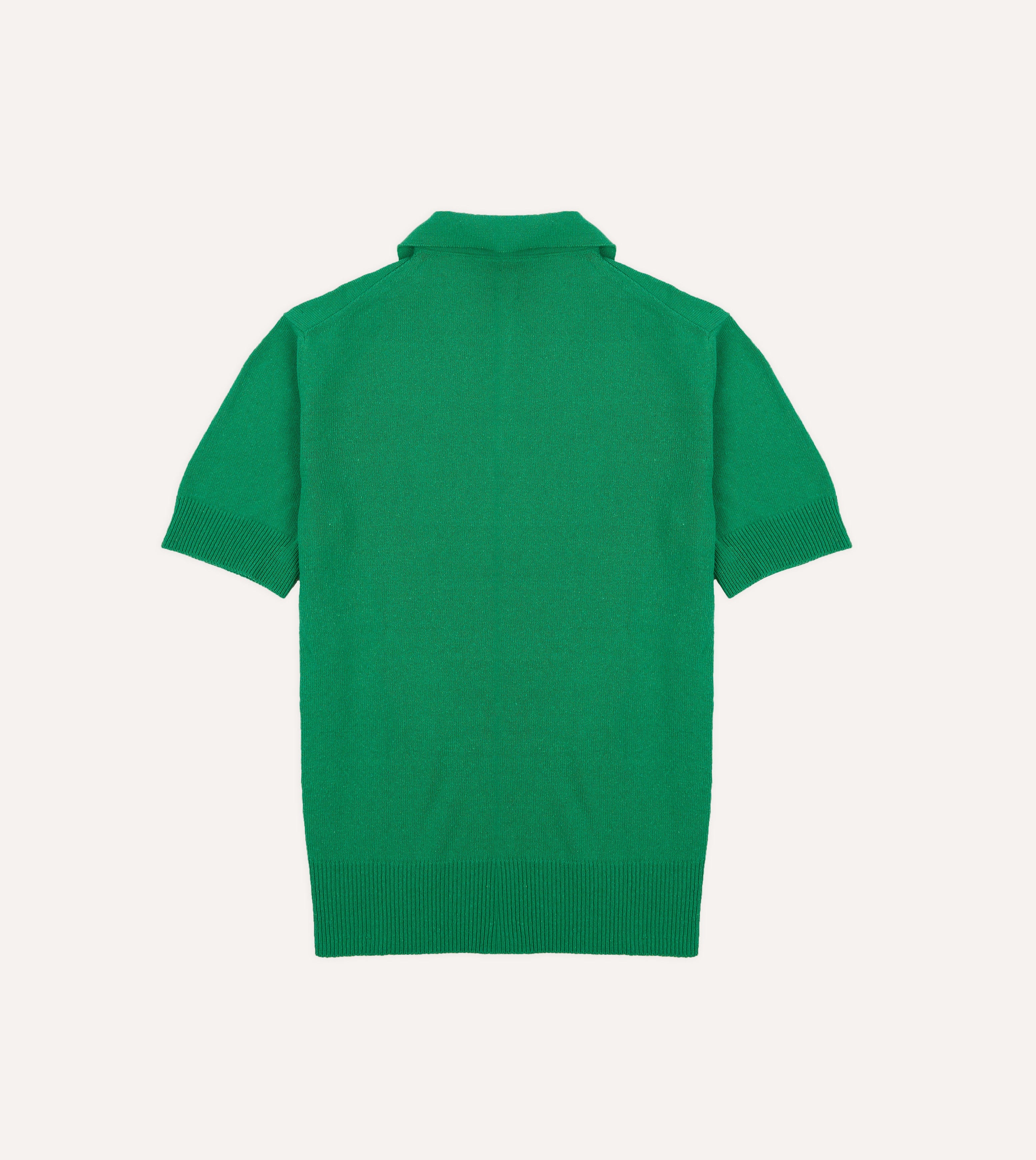 Green Knitted Silk Short-Sleeve Polo Shirt - Image 4