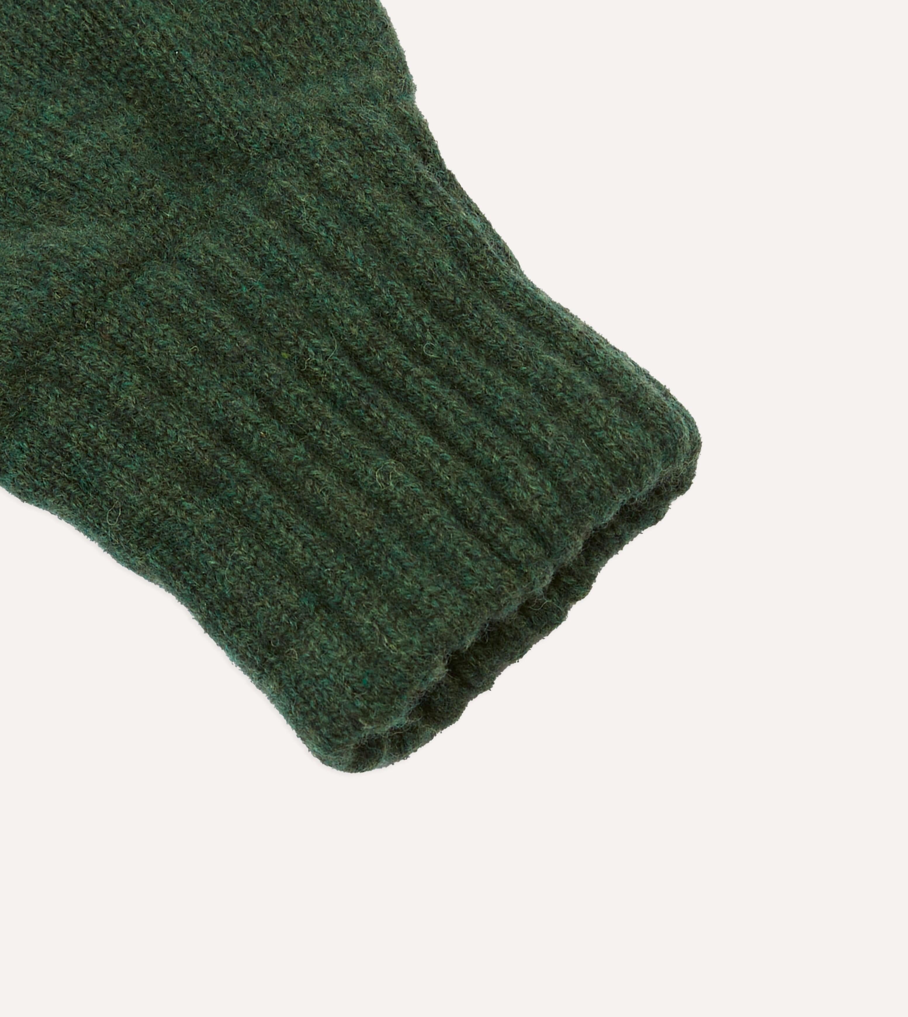 Green Lambswool Knitted Gloves - Image 2