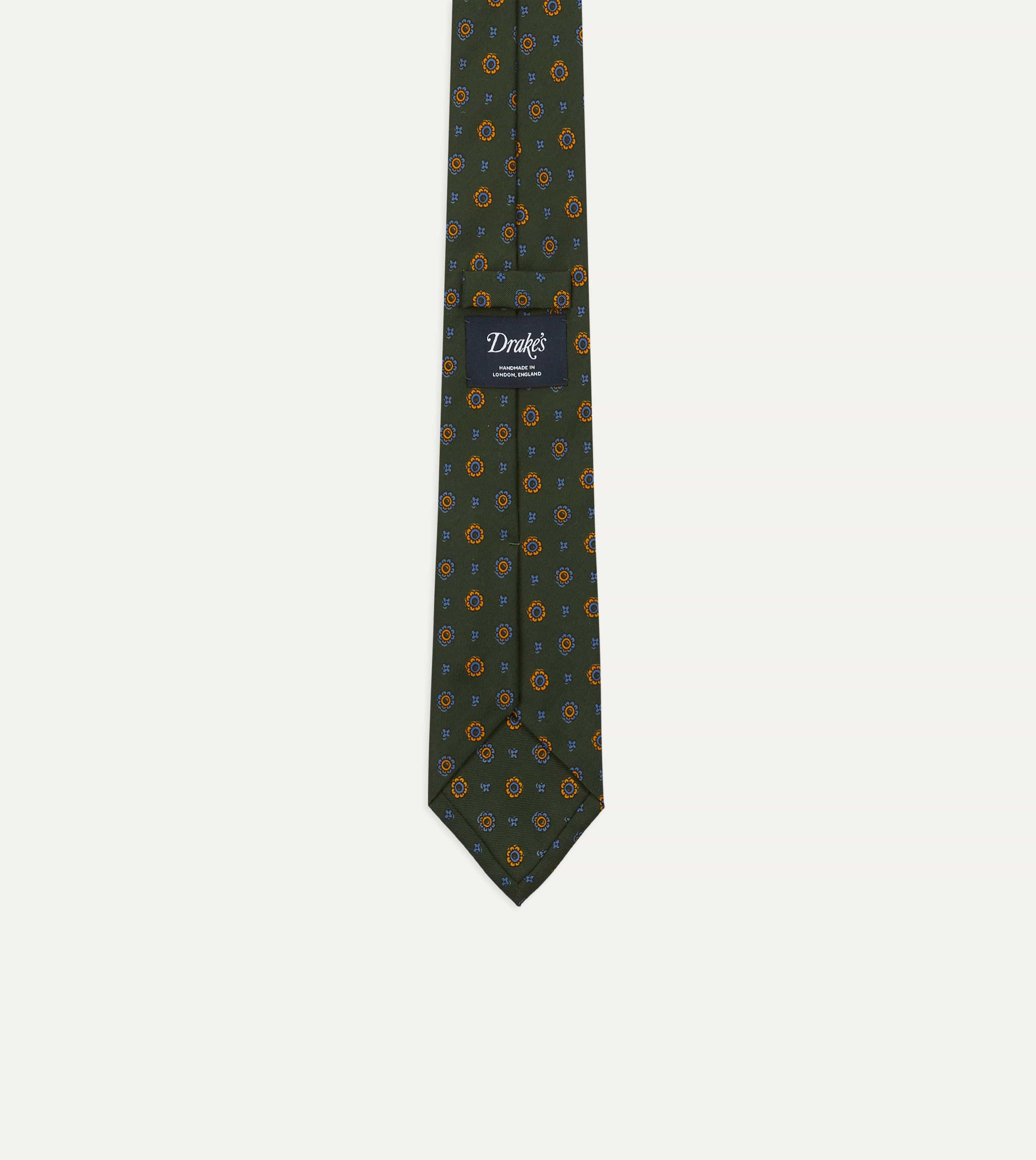 Green Medallion Print 36oz Madder Silk Self Tipped Tie - Image 3