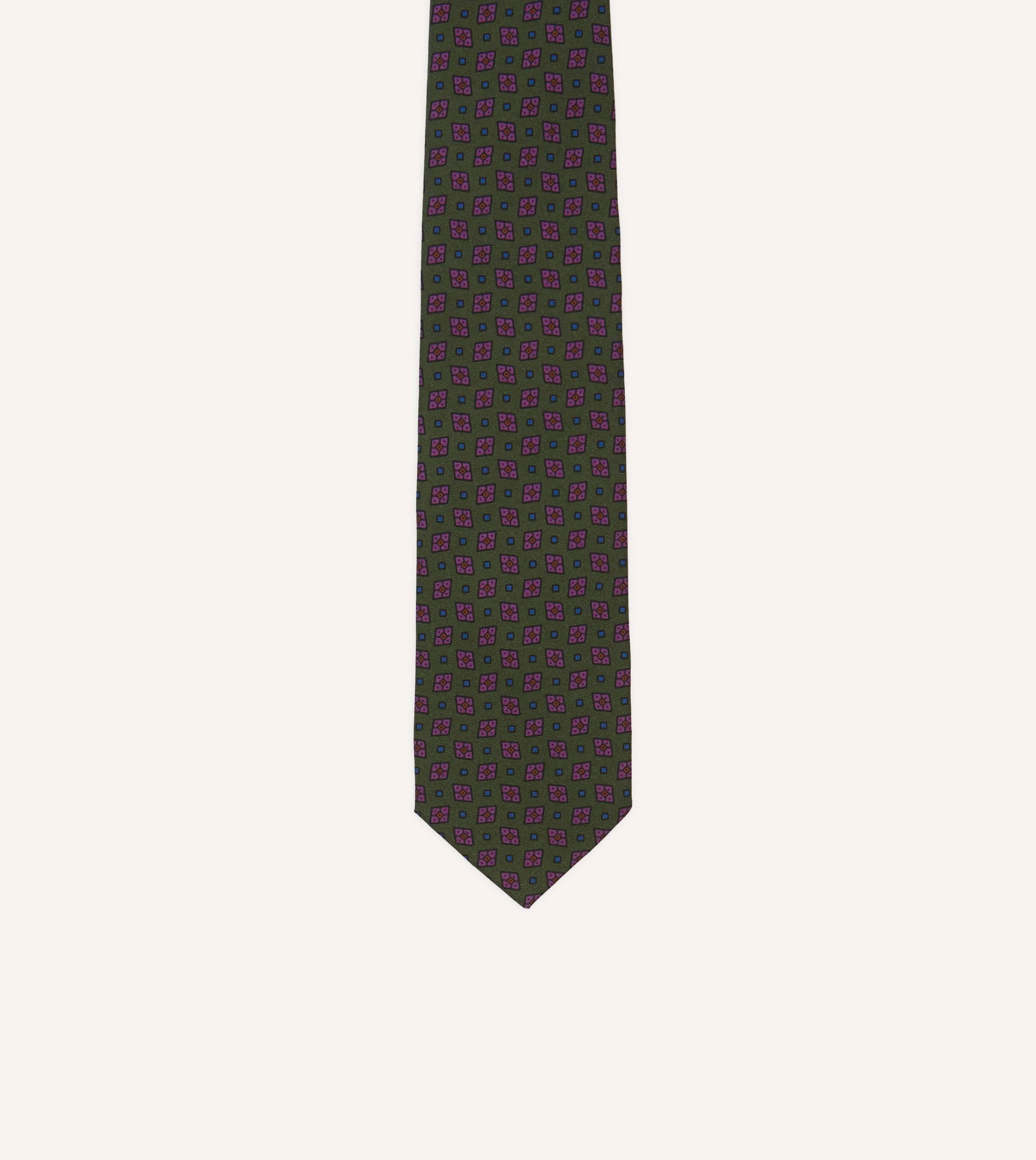Green Medallion Print Silk Twill Self Tipped Tie - Image 3