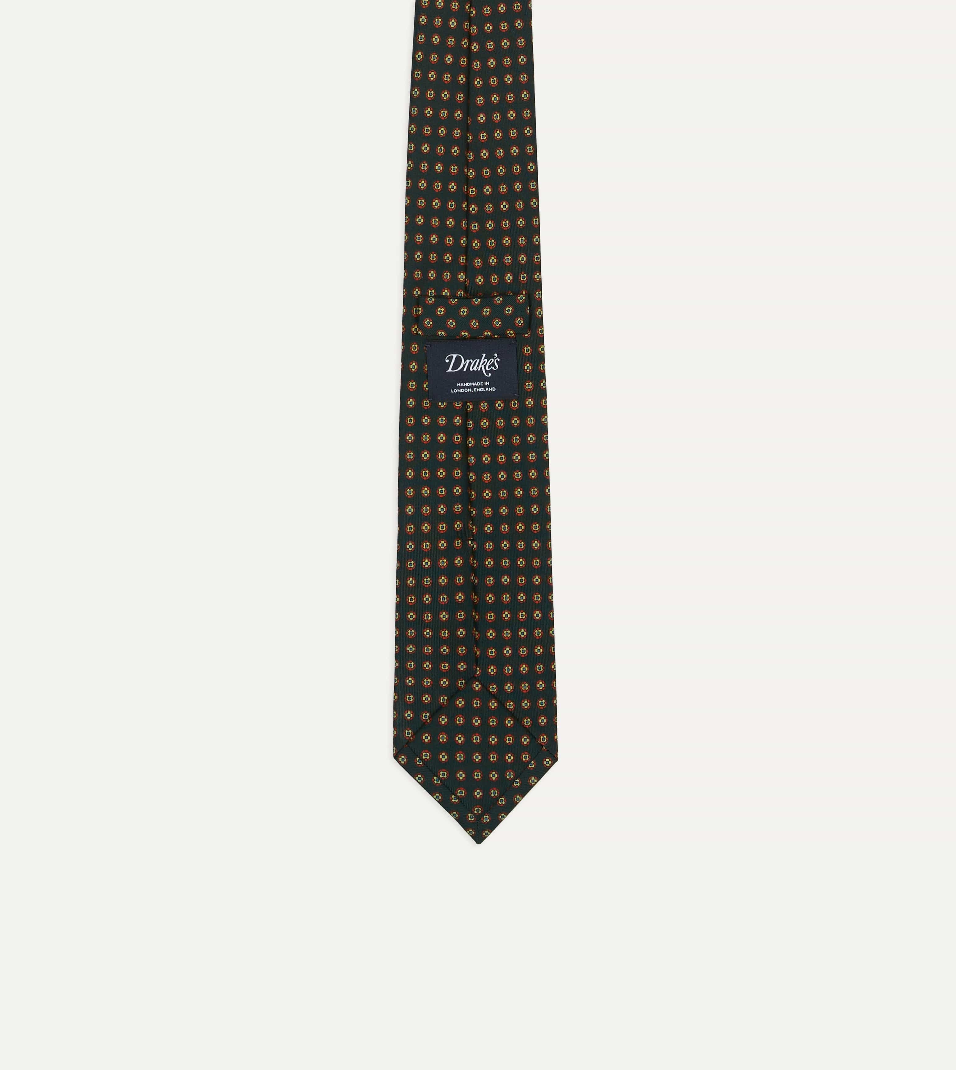 Green Micro Geometric Print Silk Self Tipped Tie - Image 3