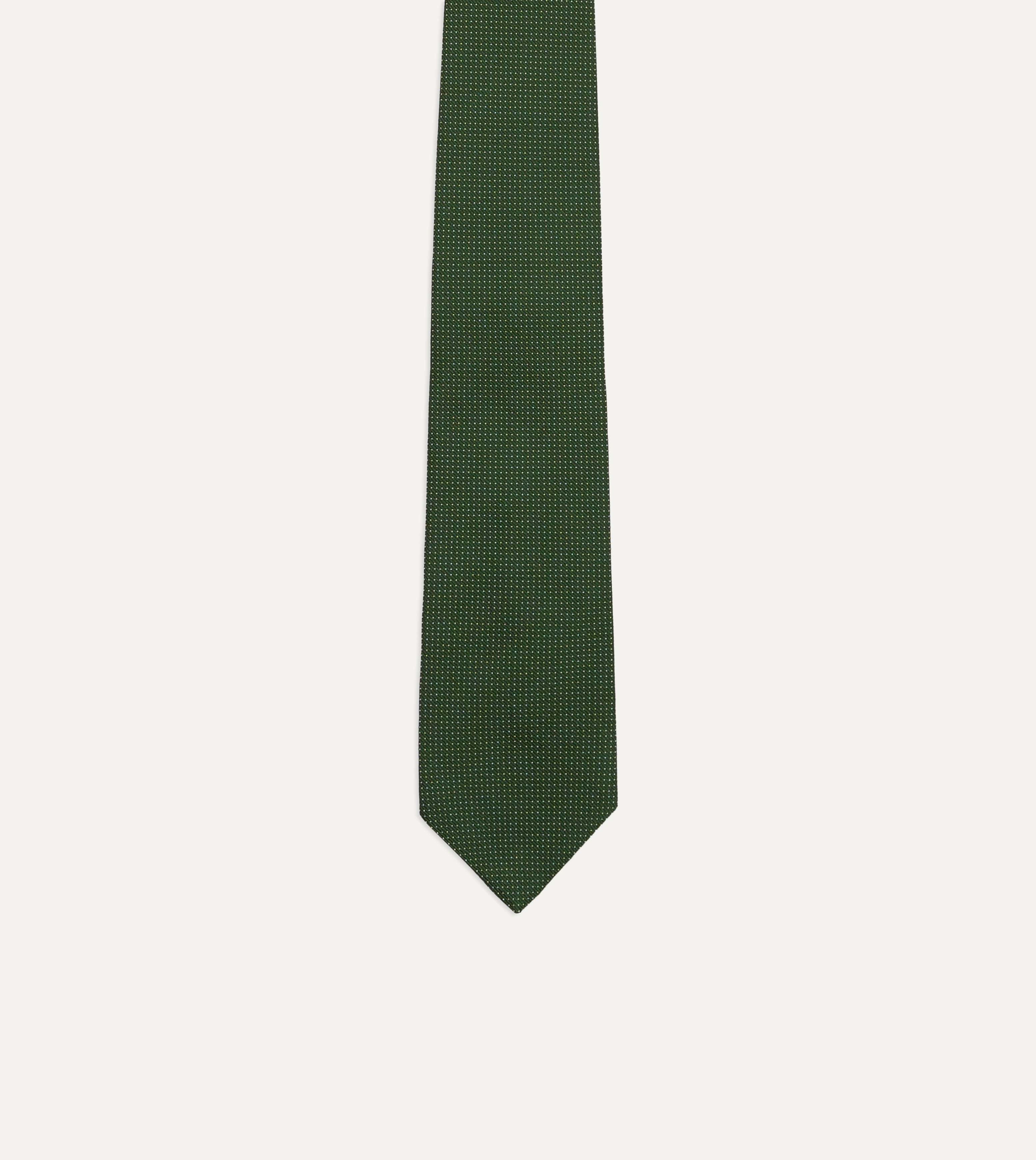 Green Micro Polka Dot Embroidered Tipped Tie - Image 4