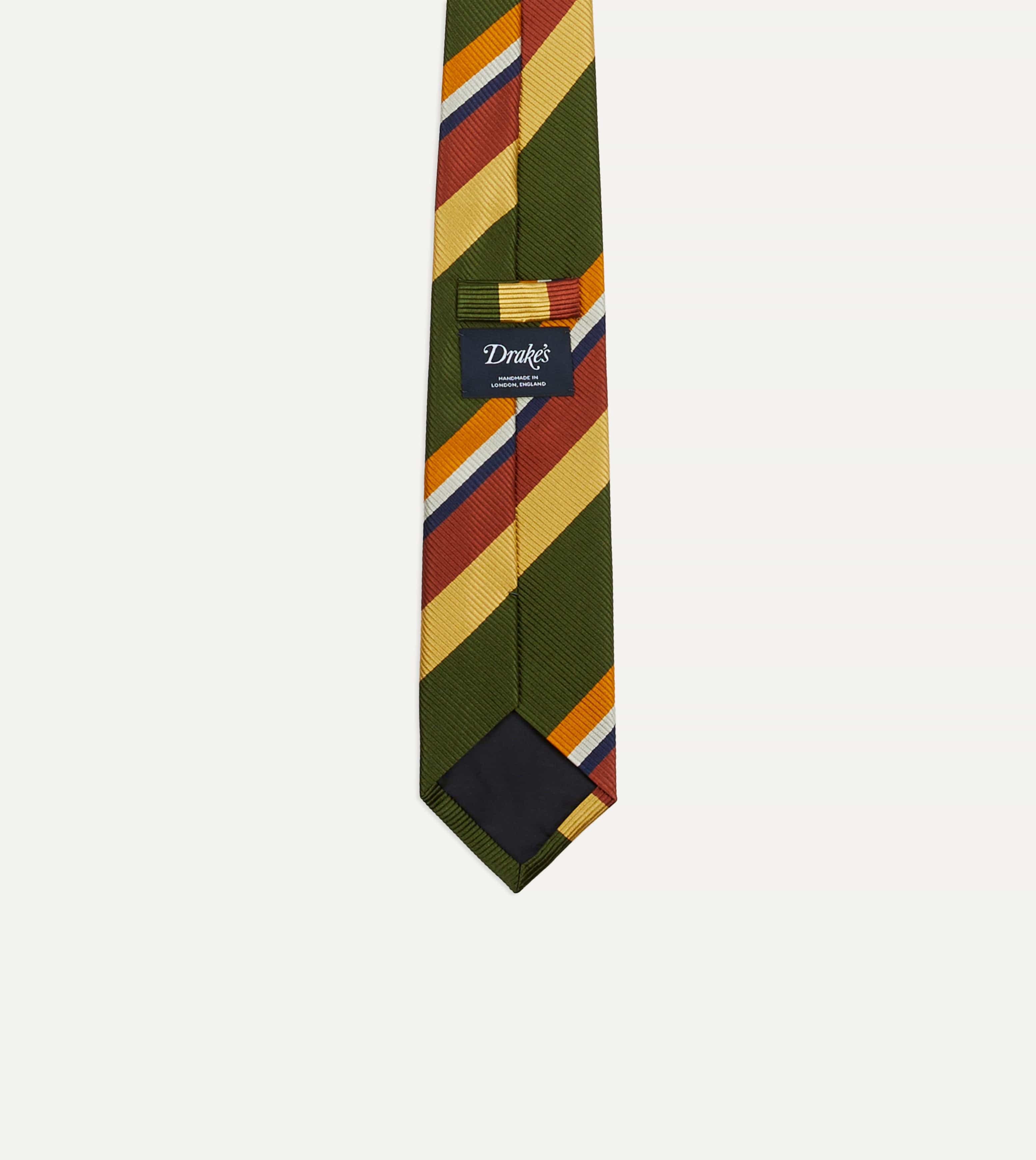 Green Multi Stripe Silk Tipped Tie - Image 3