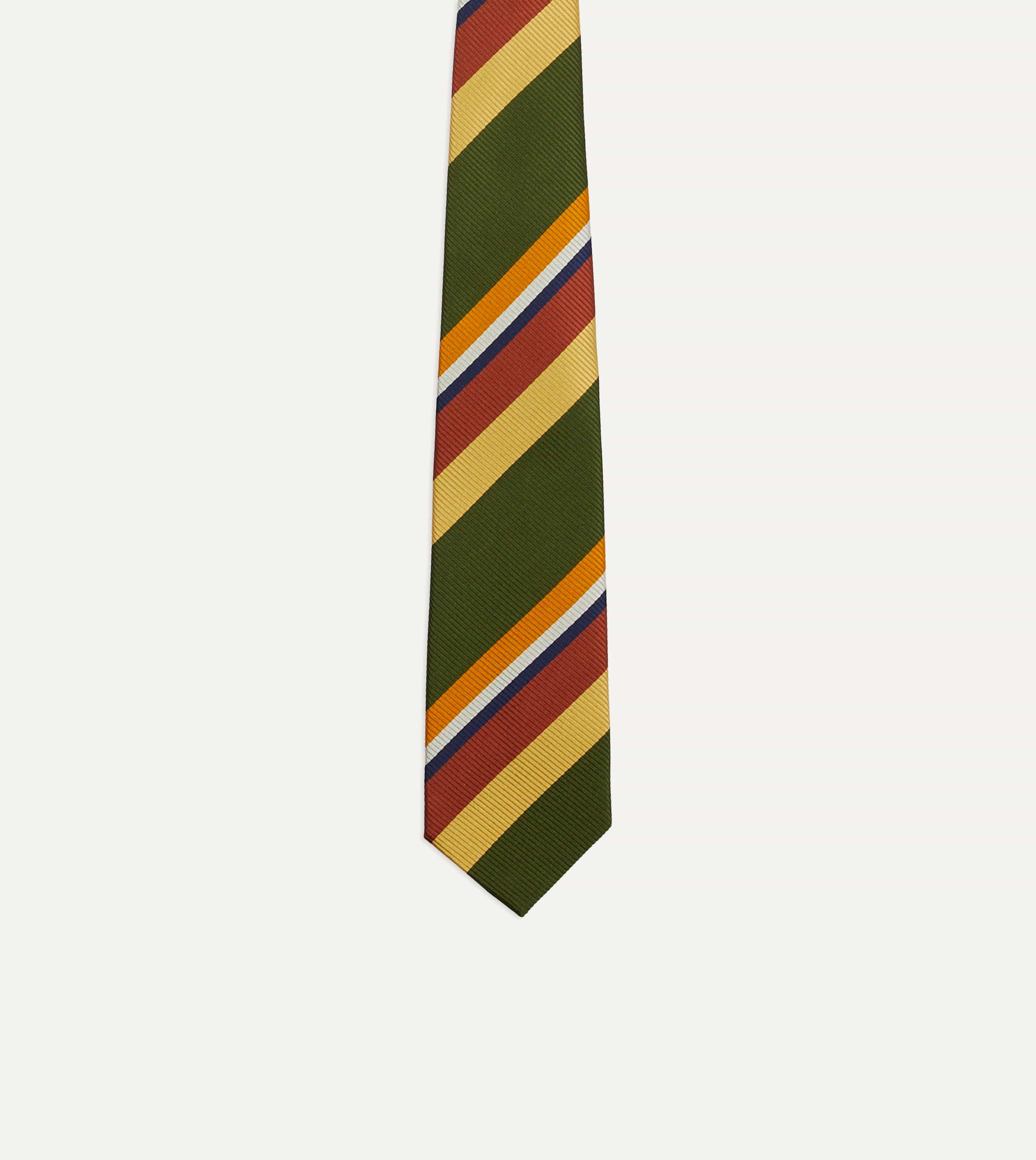 Green Multi Stripe Silk Tipped Tie - Image 4