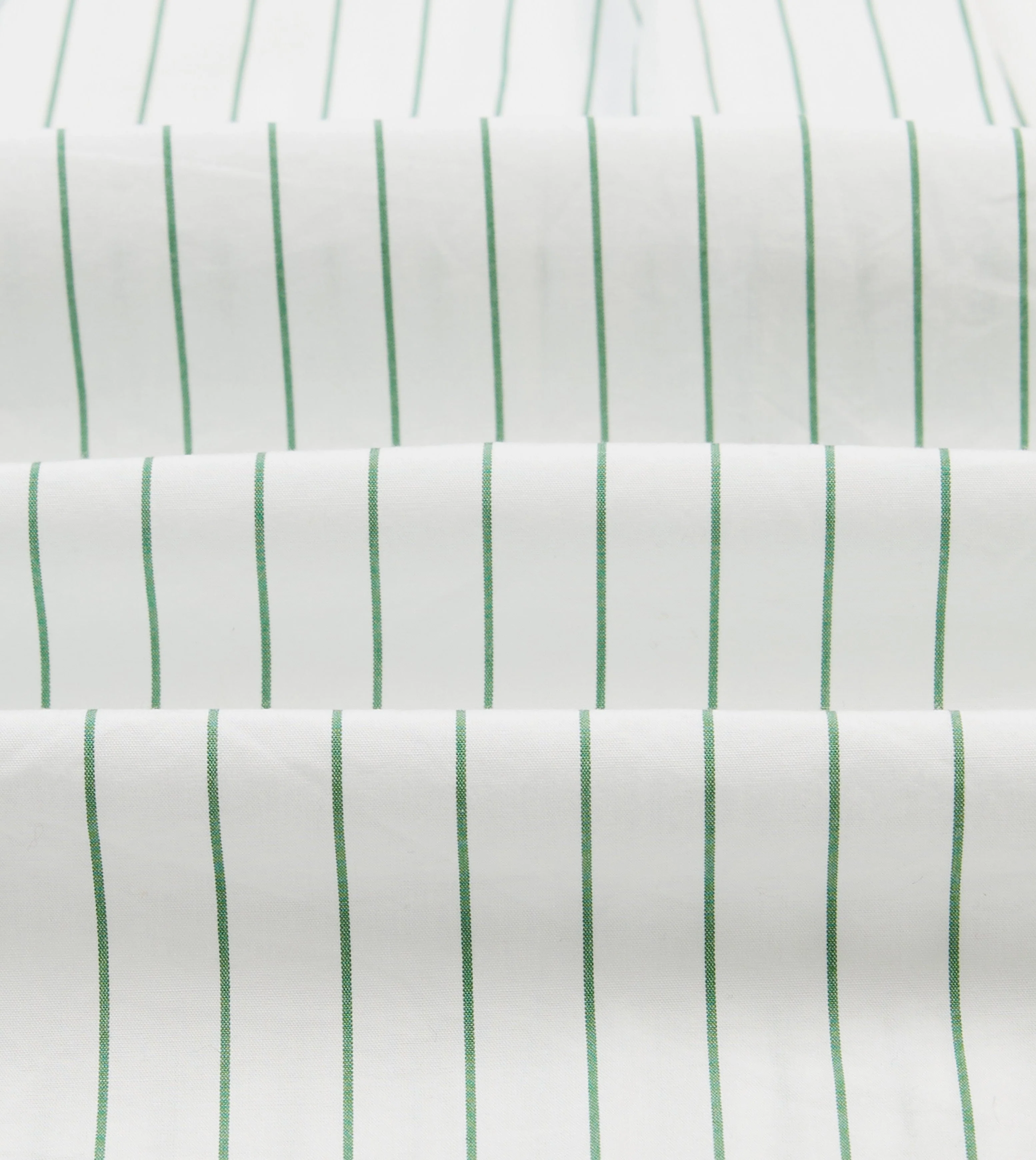 Green Pencil Stripe Cotton Long Point Collar Shirt - Image 2
