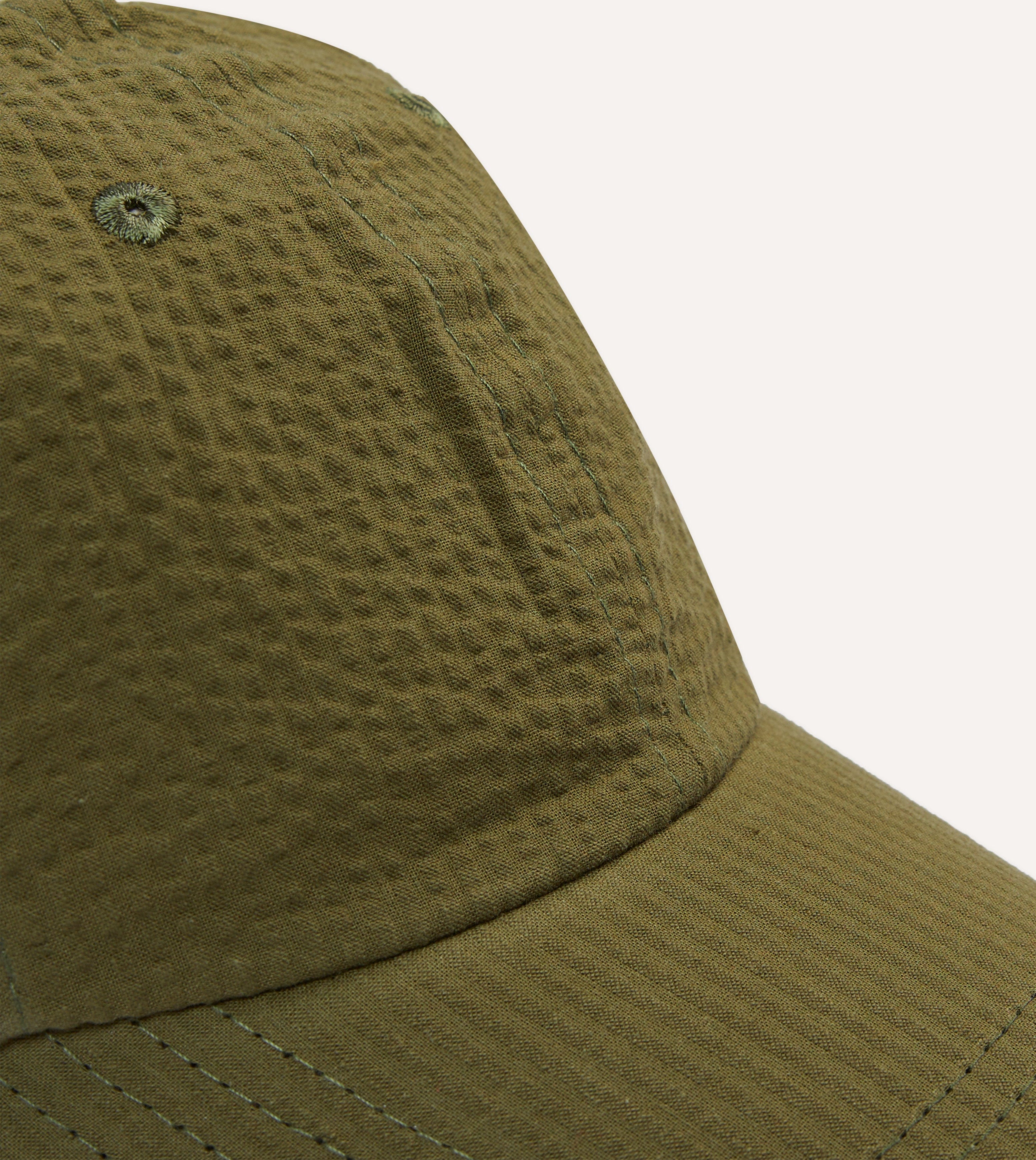 Green Seersucker Cotton Baseball Cap - Image 3