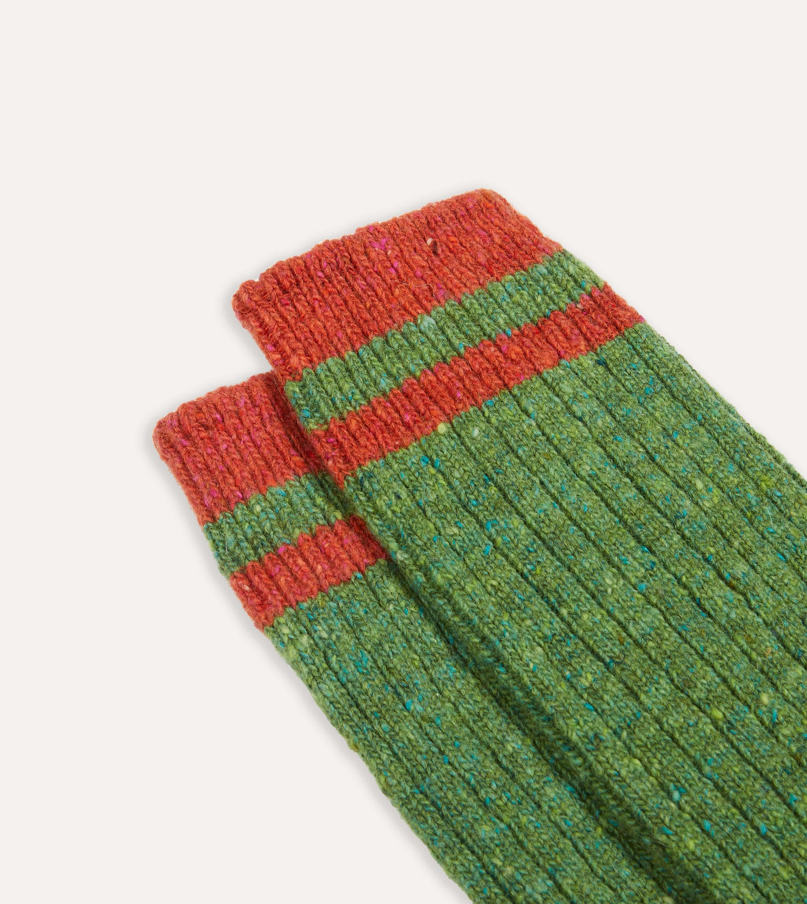 Green Striped Donegal Wool Socks - Image 3