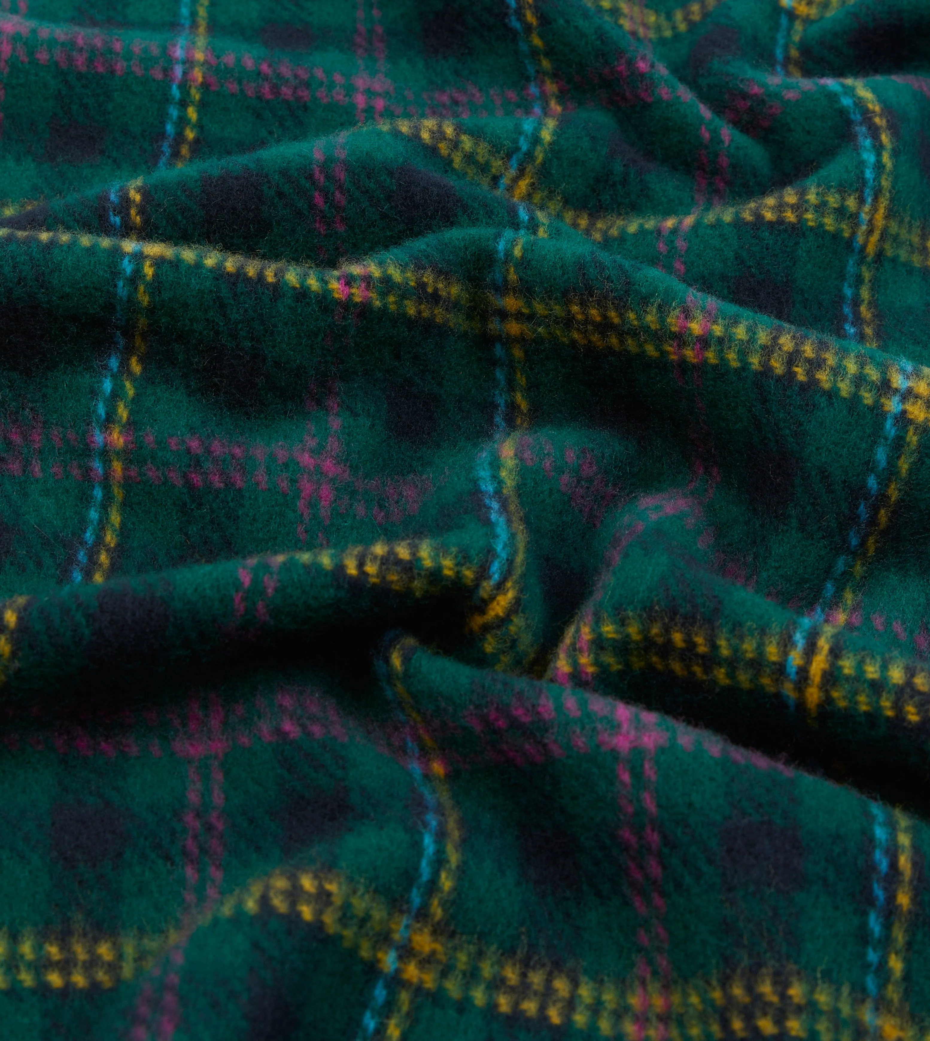 Green Tartan Check Wool Scarf - Image 2