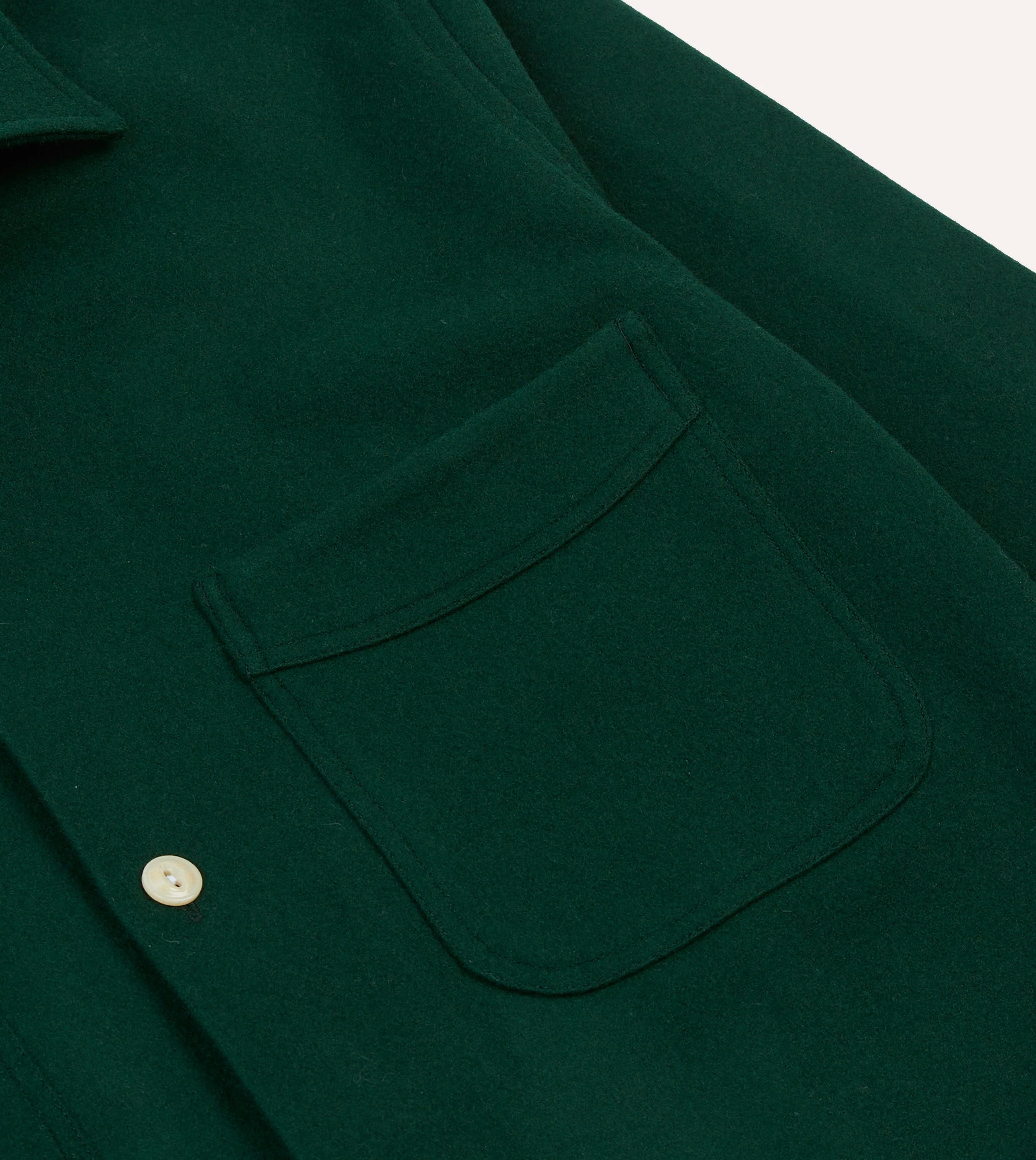 Green Wool Four-Pocket Camp Collar Work Shirt - Image 4