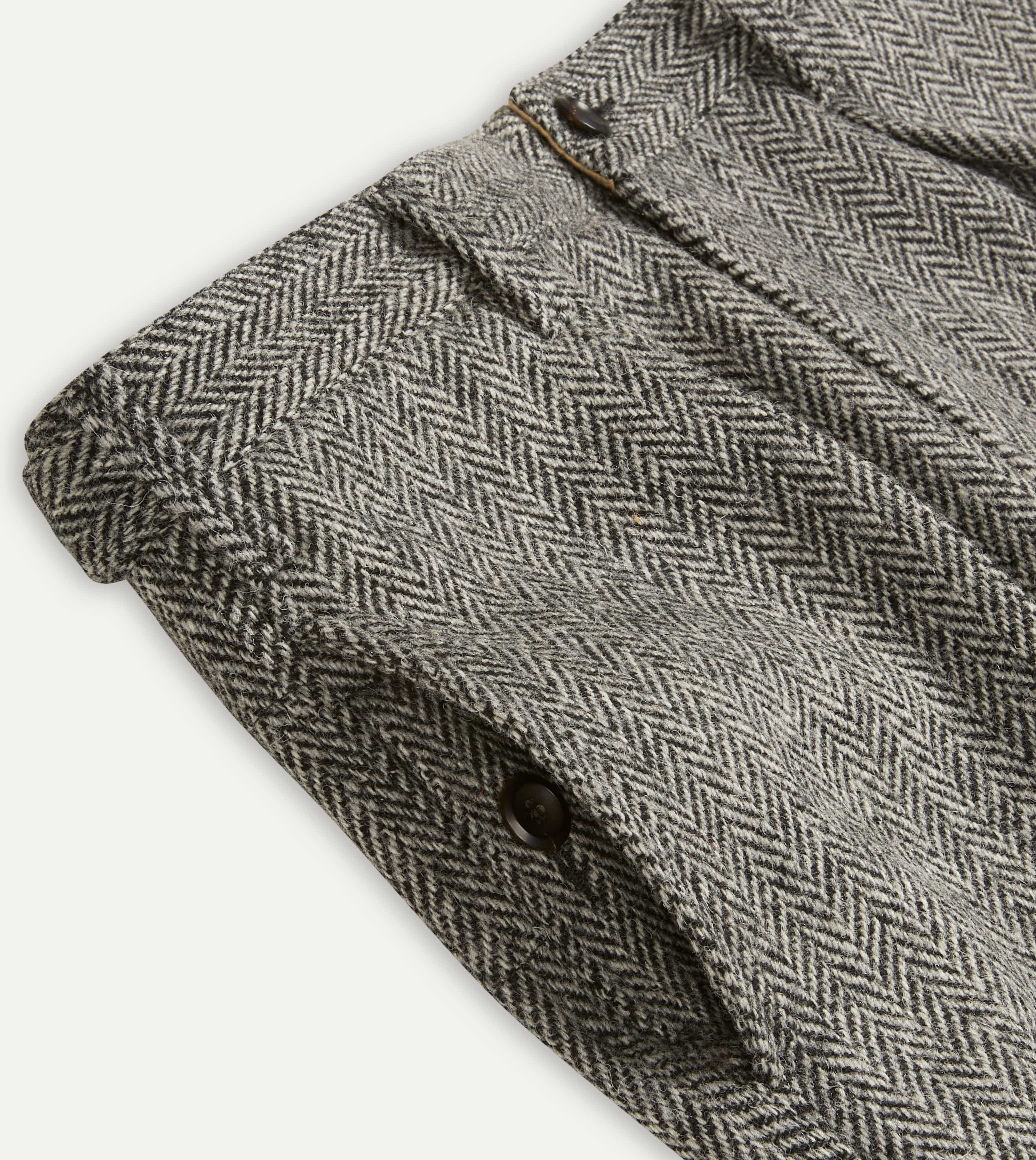 Grey Herringbone Harris Tweed One Pleat Games Trousers - Image 3