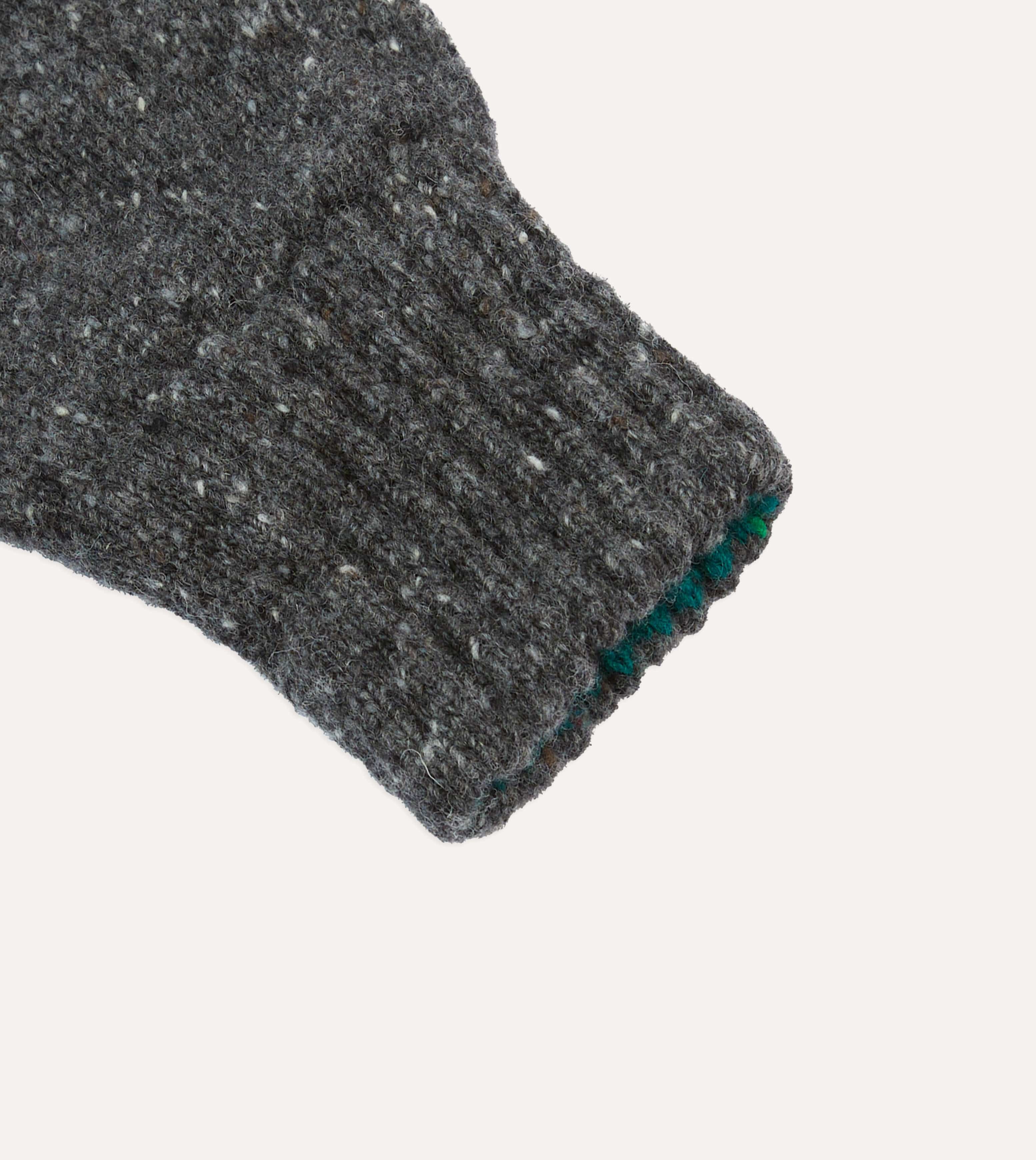 Grey Merino Wool Knitted Gloves - Image 2