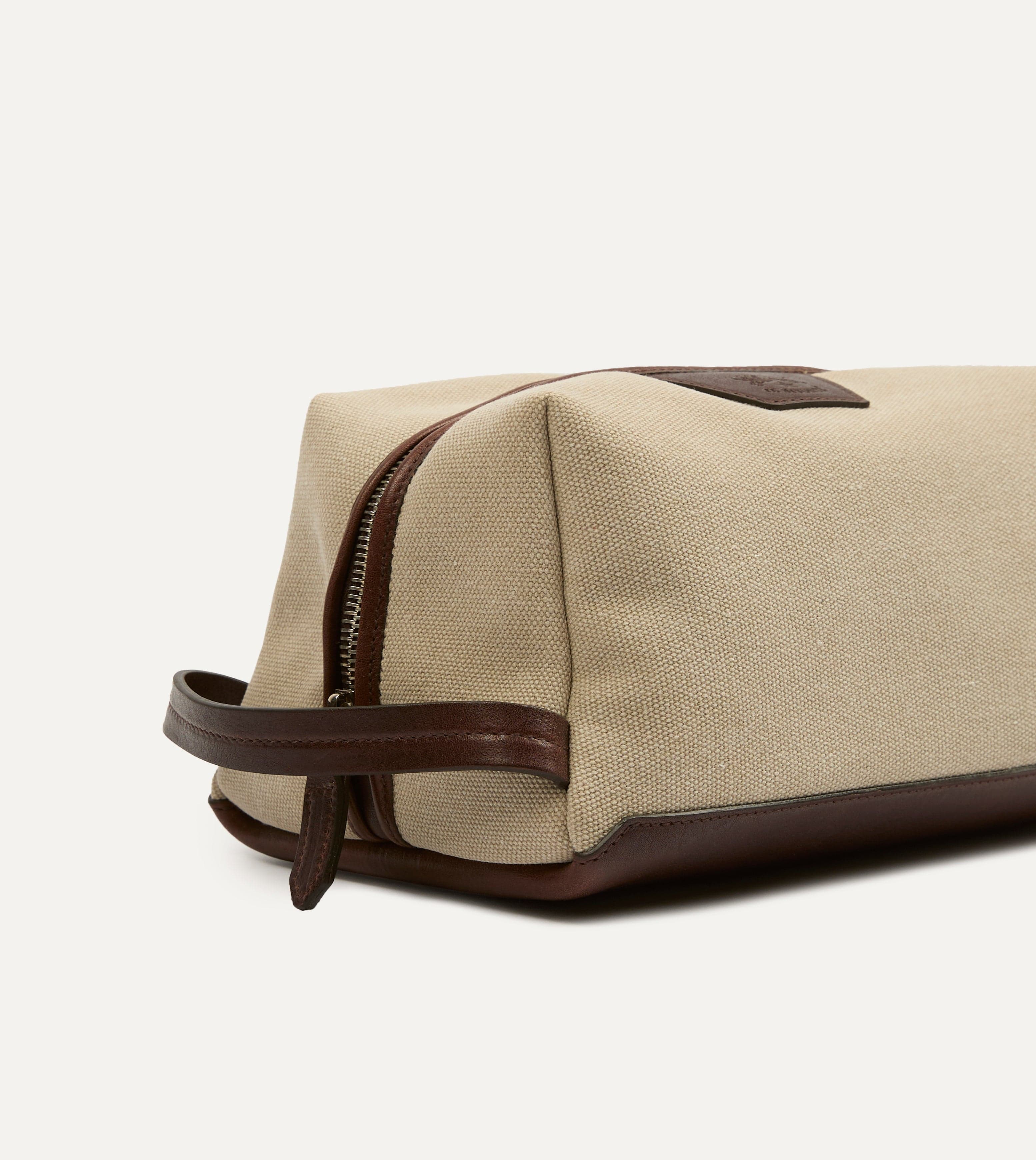 Il Bisonte Canvas and Leather Wash Bag - Image 3