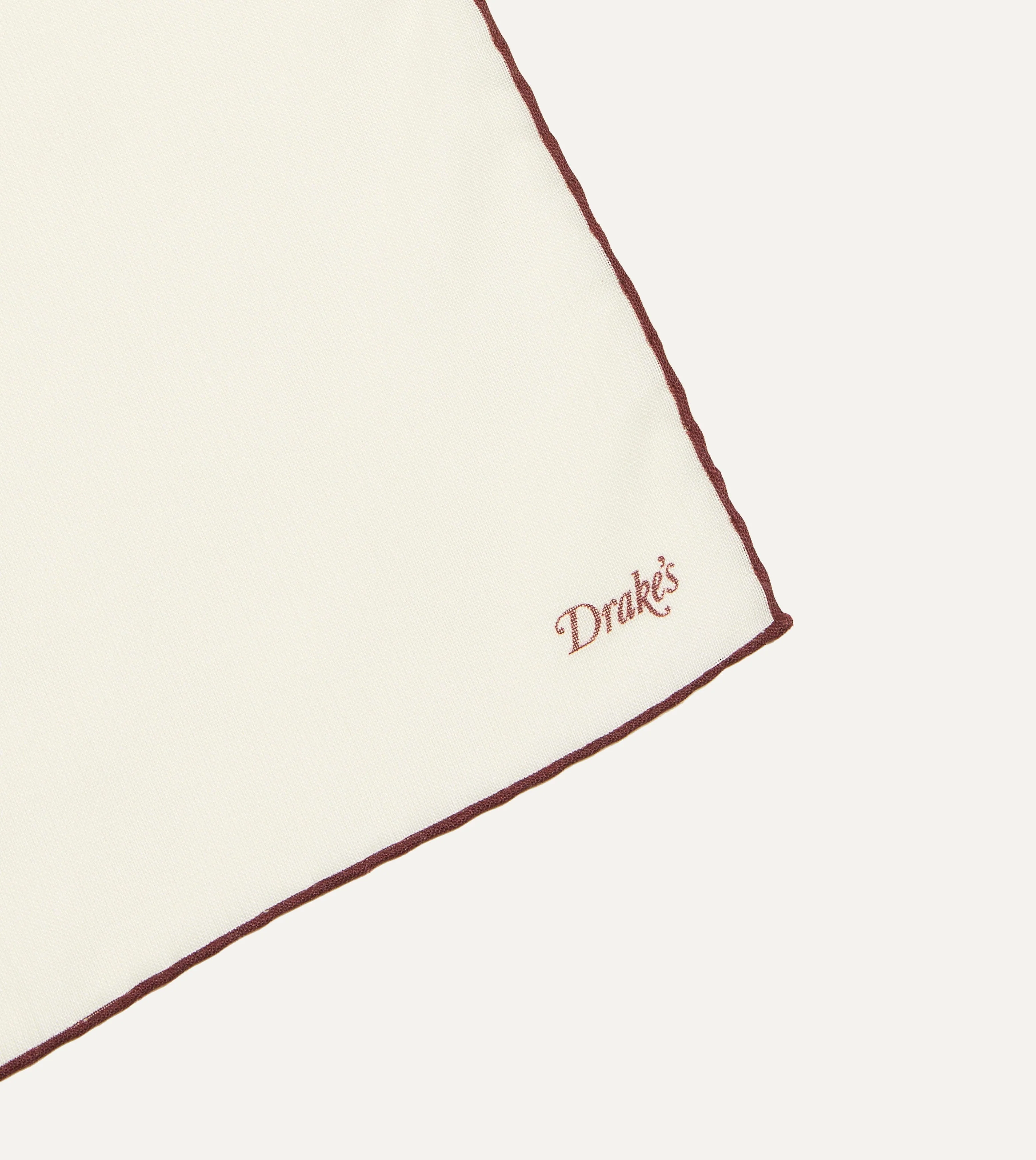 Ivory and Burgundy Shoestring Border Silk Pocket Square - Image 4