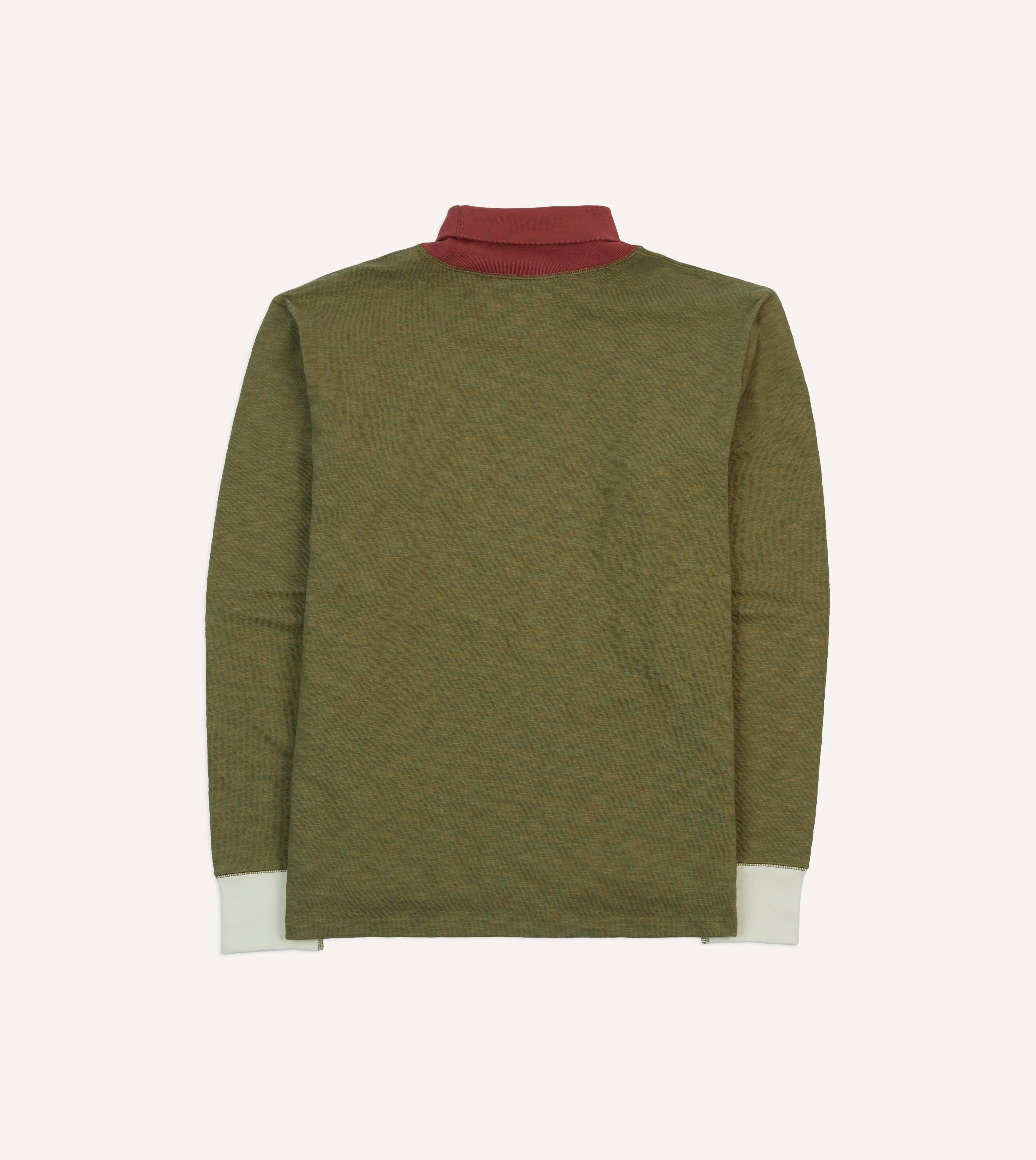 Khaki Cotton Long-Sleeve Roll Neck Hiking T-Shirt - Image 5