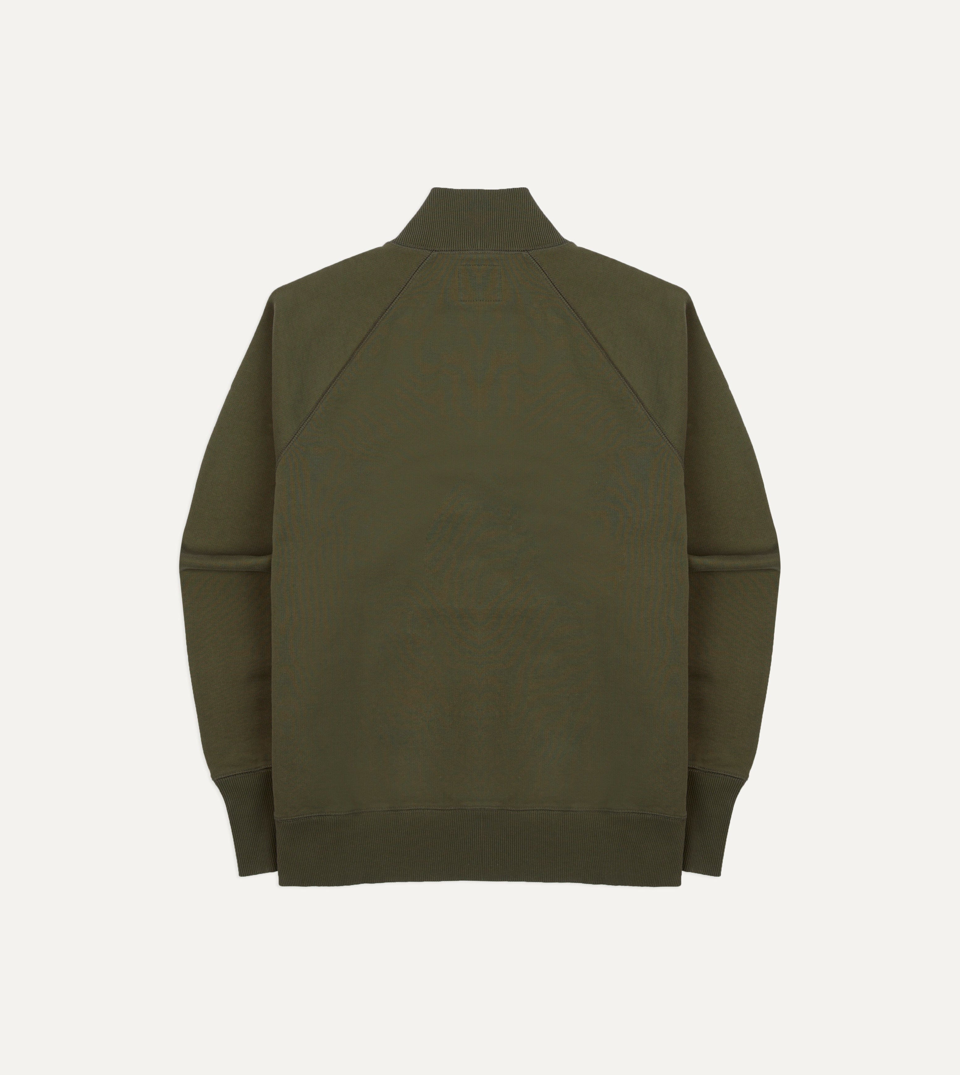 Khaki Green Cotton Quarter Zip Sweatshirt - Image 5