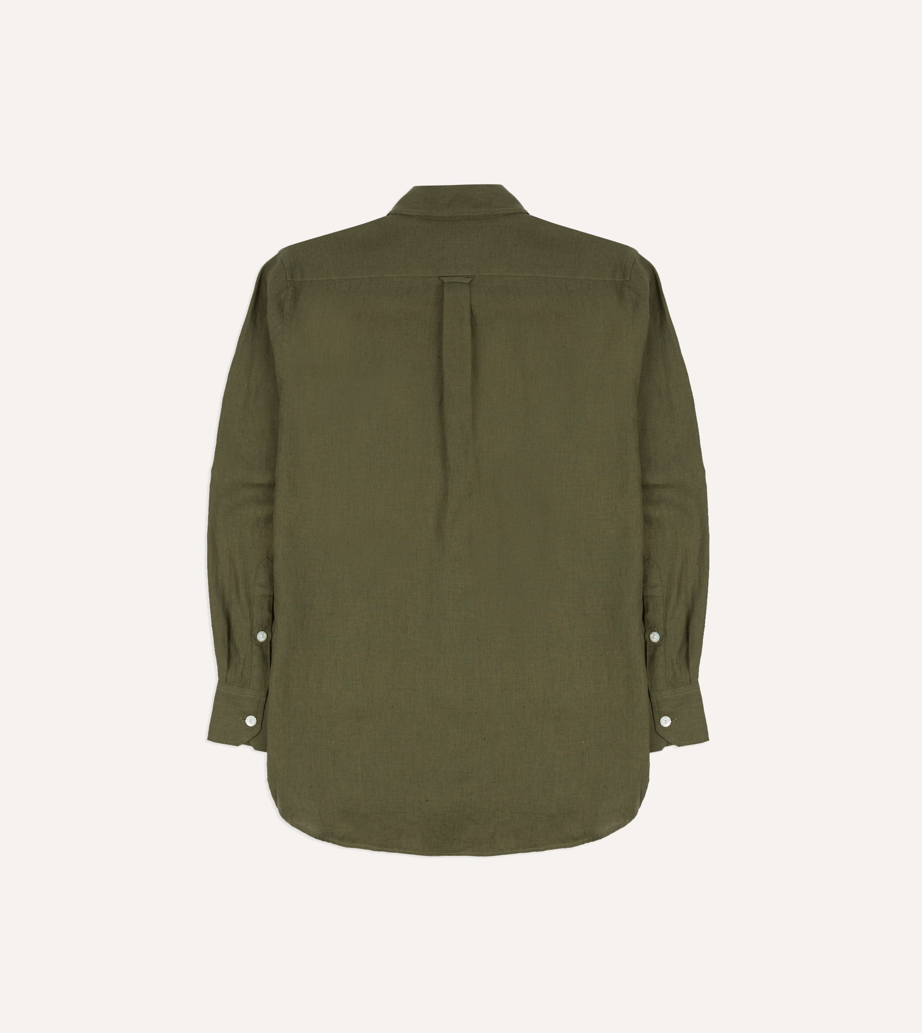 Khaki Linen Pintuck Military Shirt - Image 7
