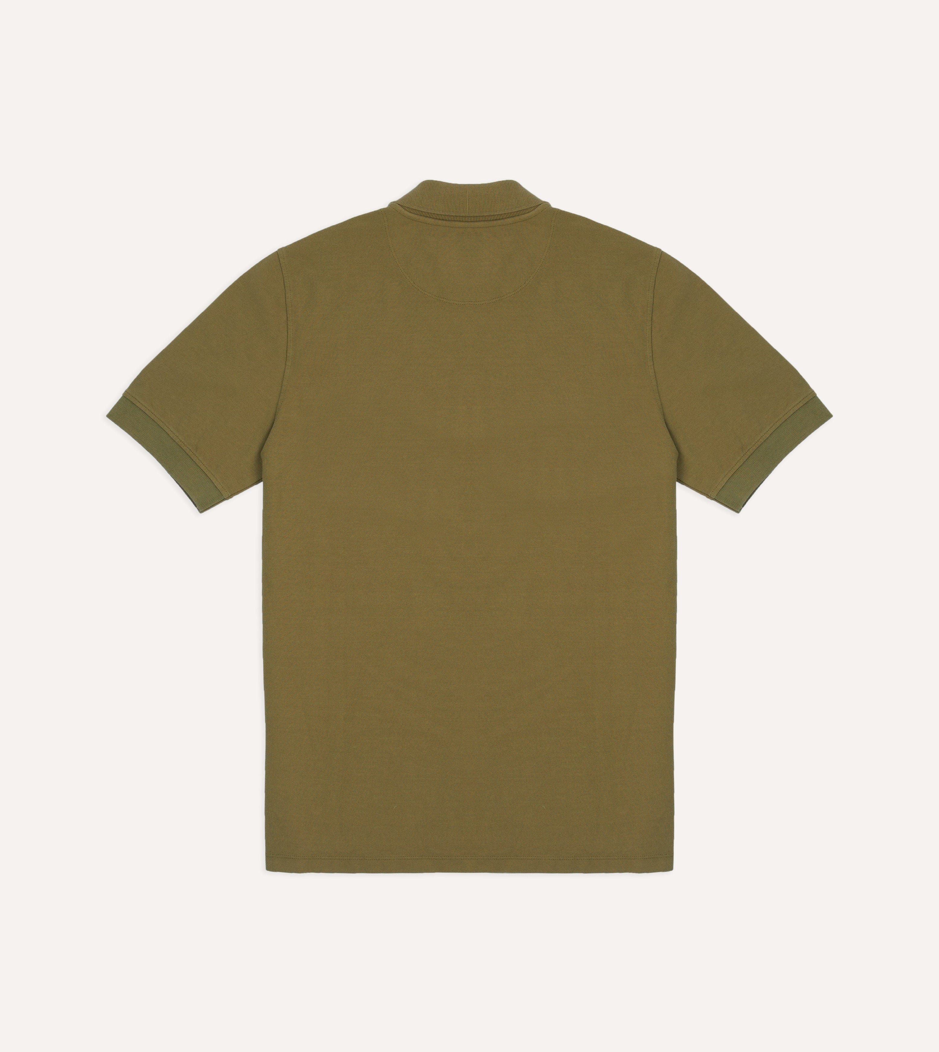 Khaki Piqué Cotton Polo Shirt - Image 4
