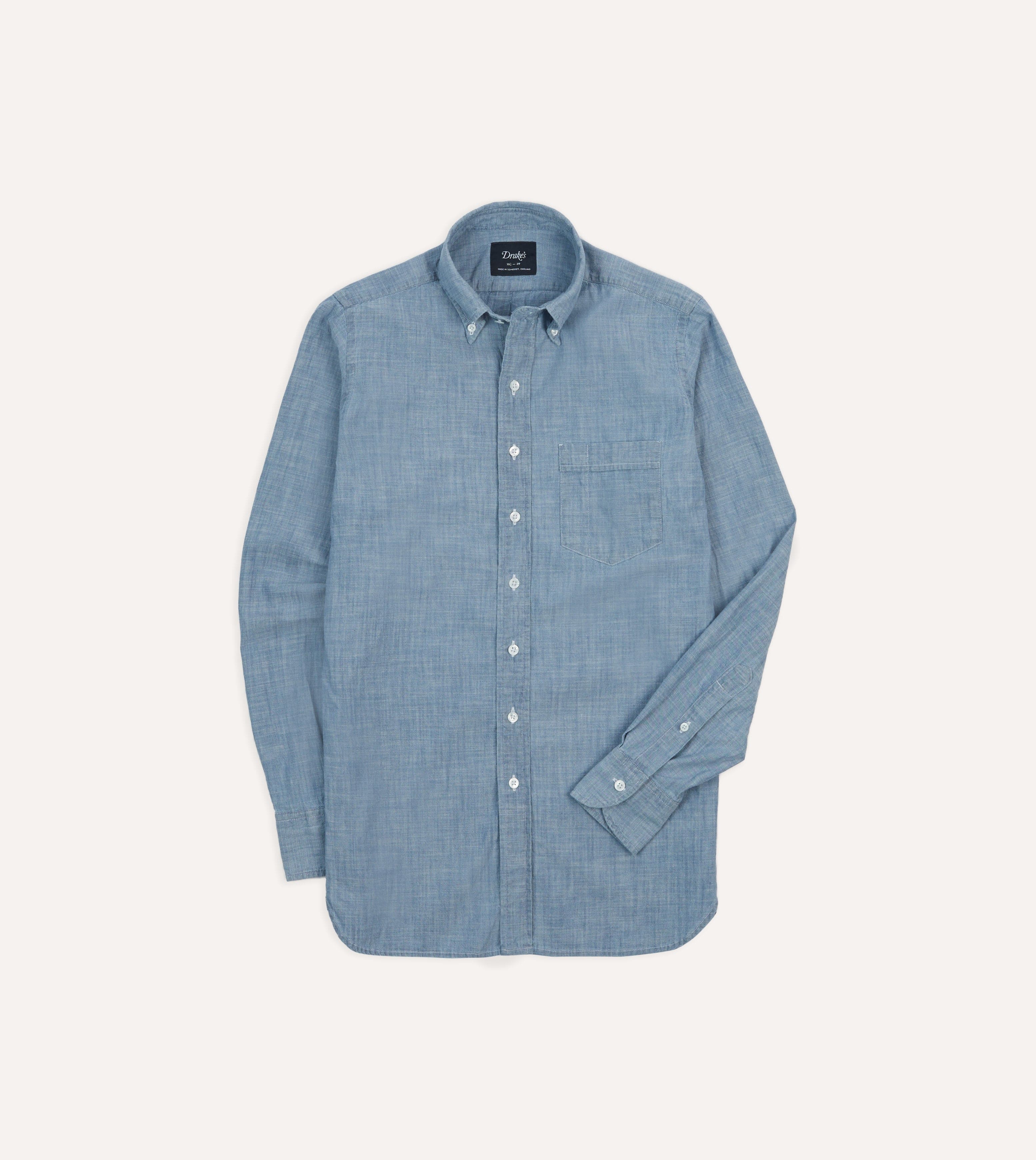 Light Blue Cotton Chambray Button-Down Shirt - Image 3