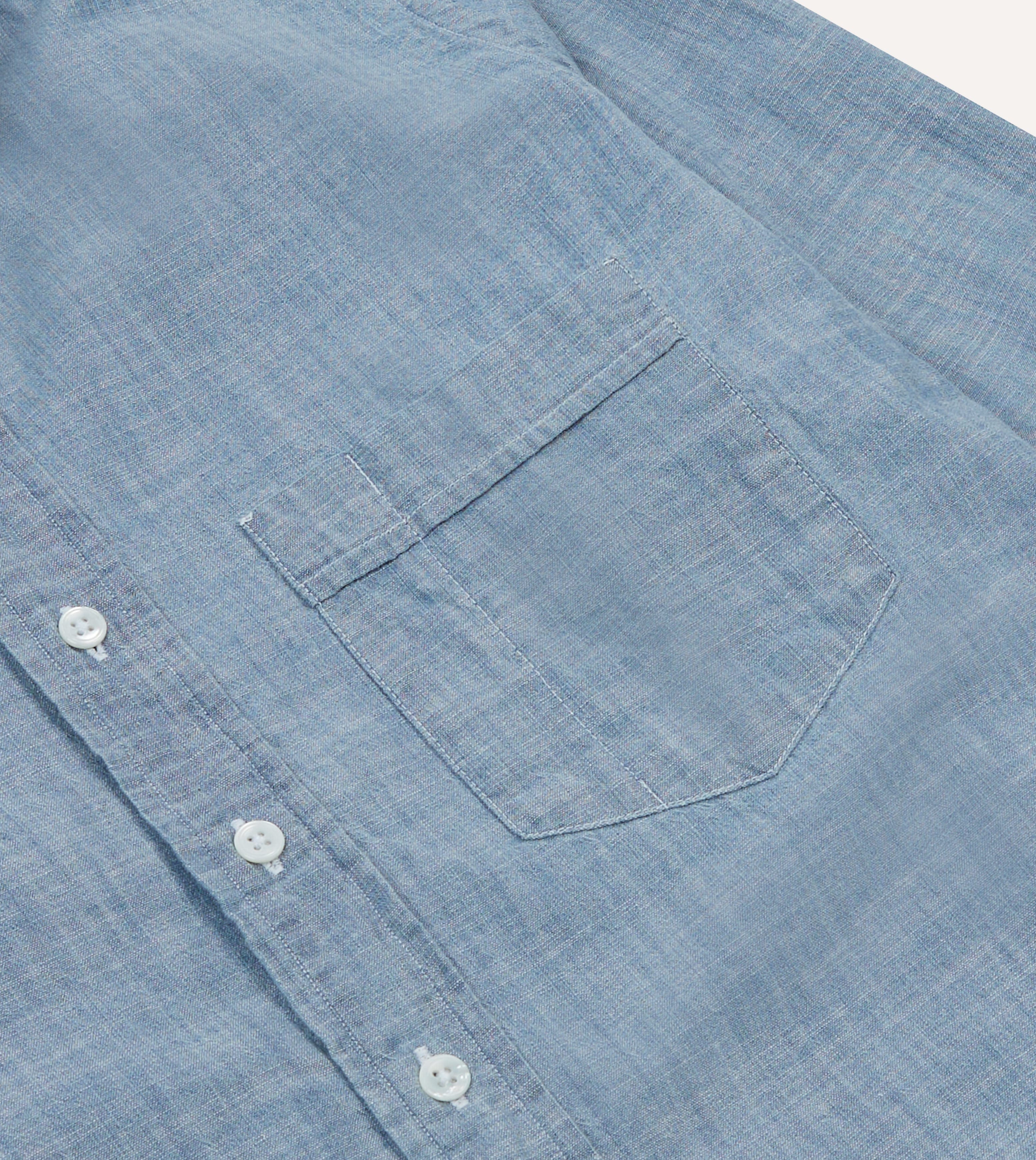 Light Blue Cotton Chambray Button-Down Shirt - Image 5