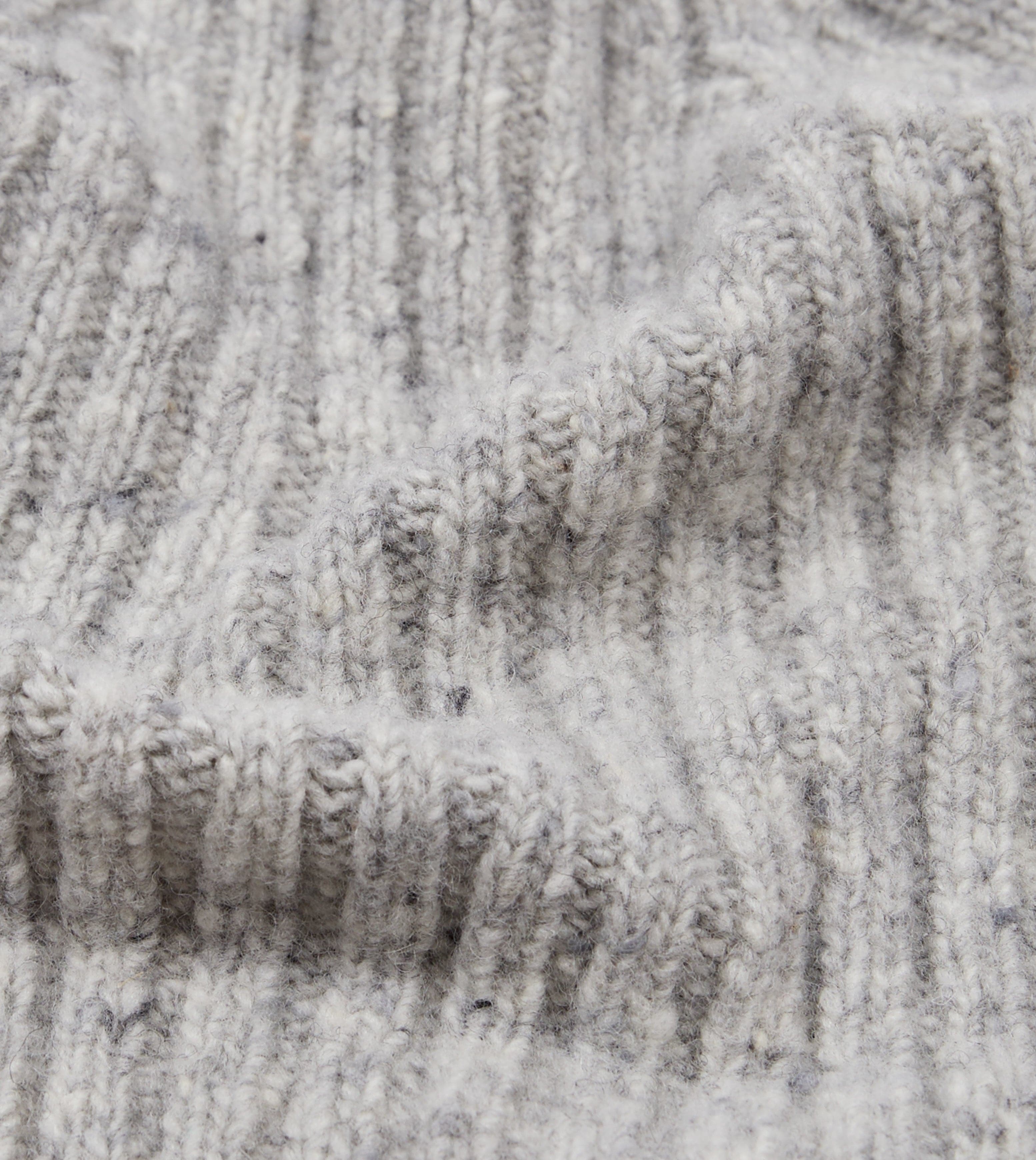 Light Grey Donegal Ribbed Merino Knit Cap - Image 2