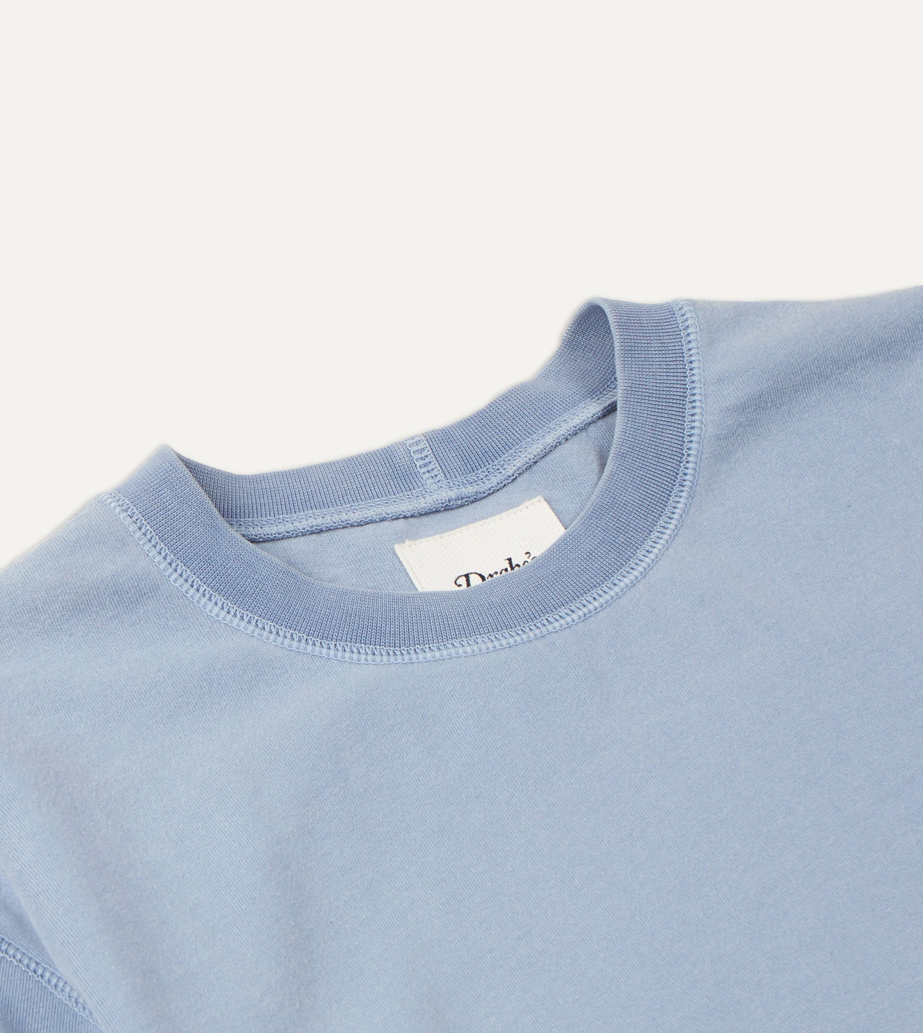 Light Indigo Cotton Crew Neck Hiking T-Shirt - Image 4