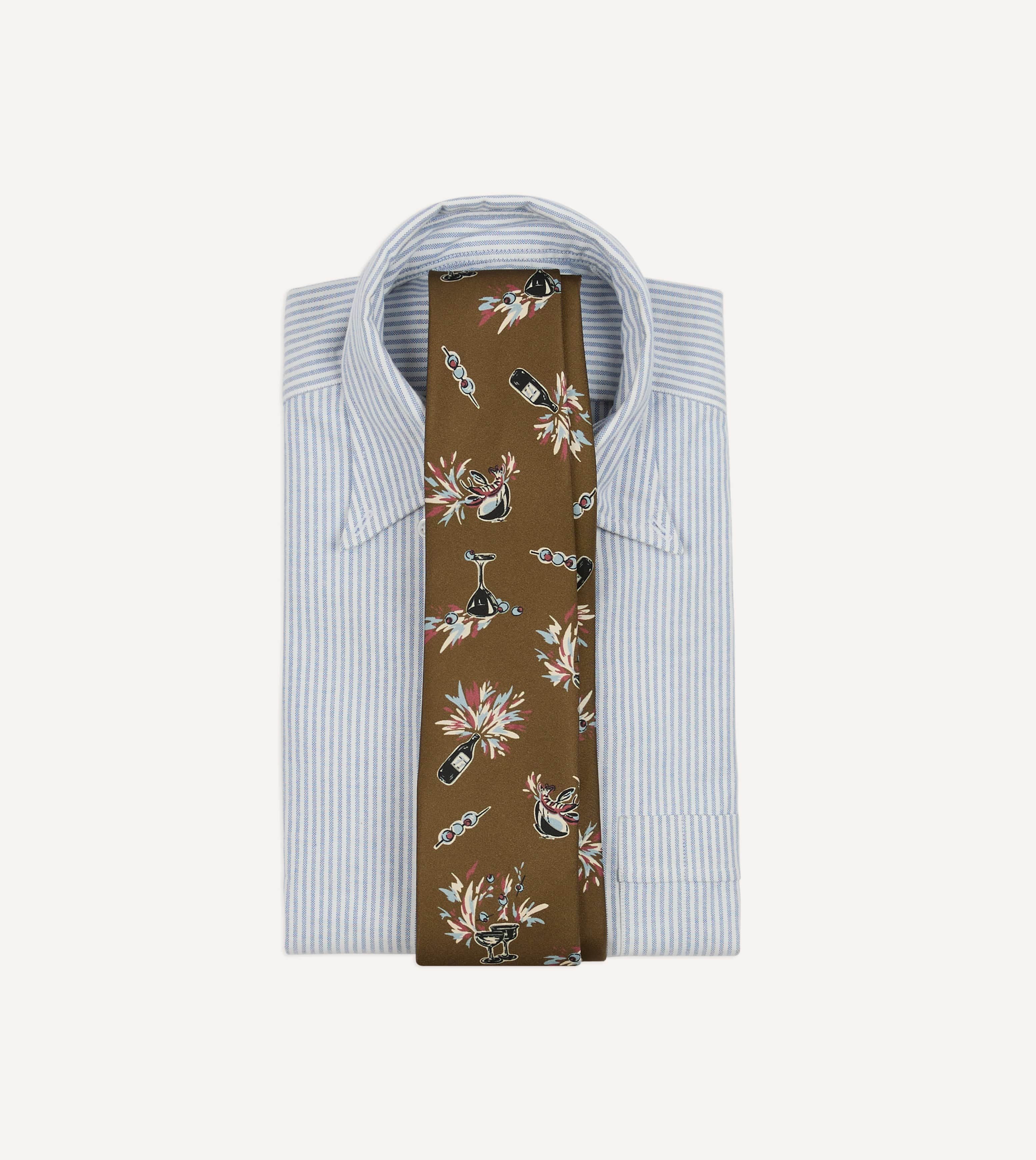 Martini Print Silk Self Tipped Tie - Image 2