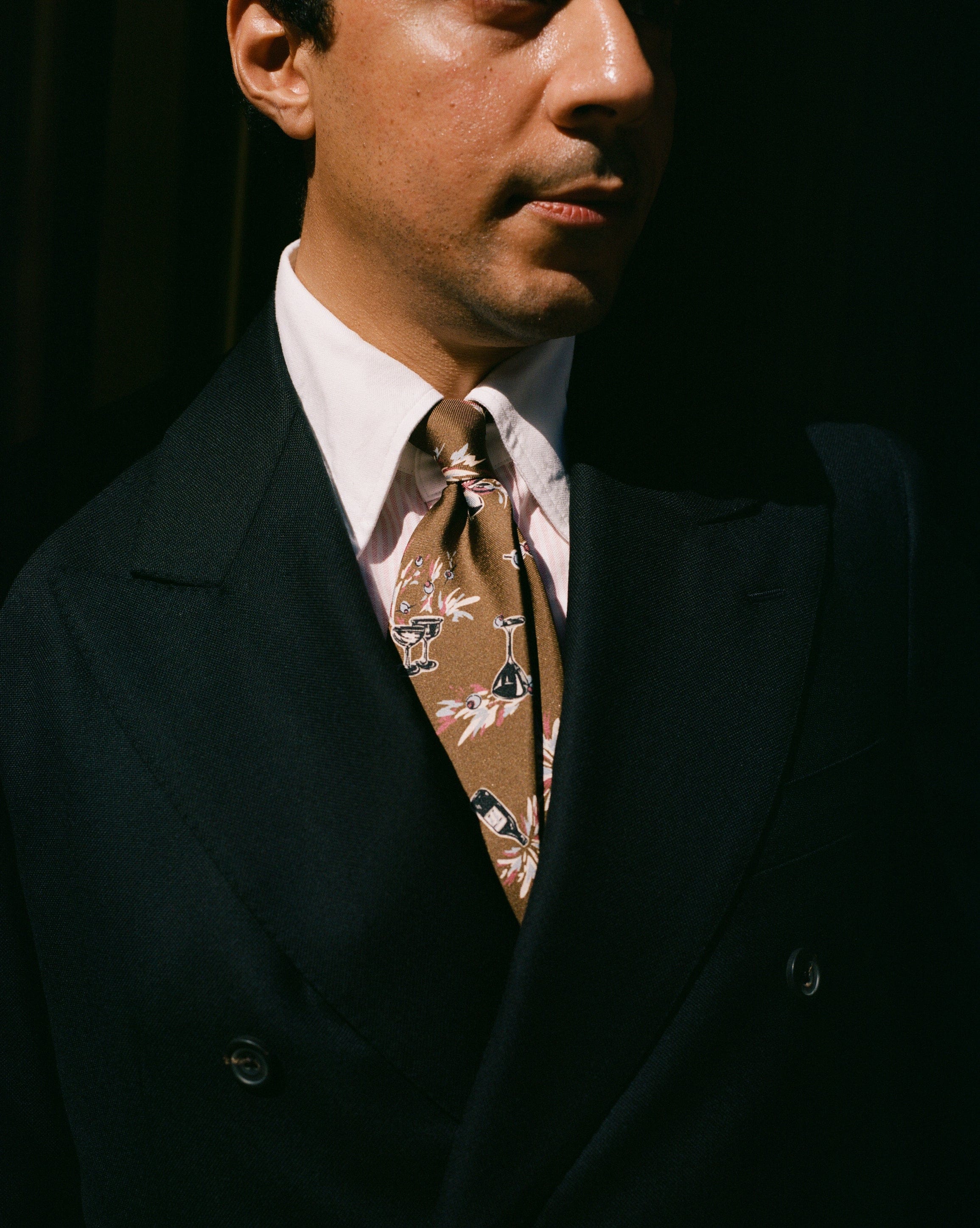 Martini Print Silk Self Tipped Tie - Image 5