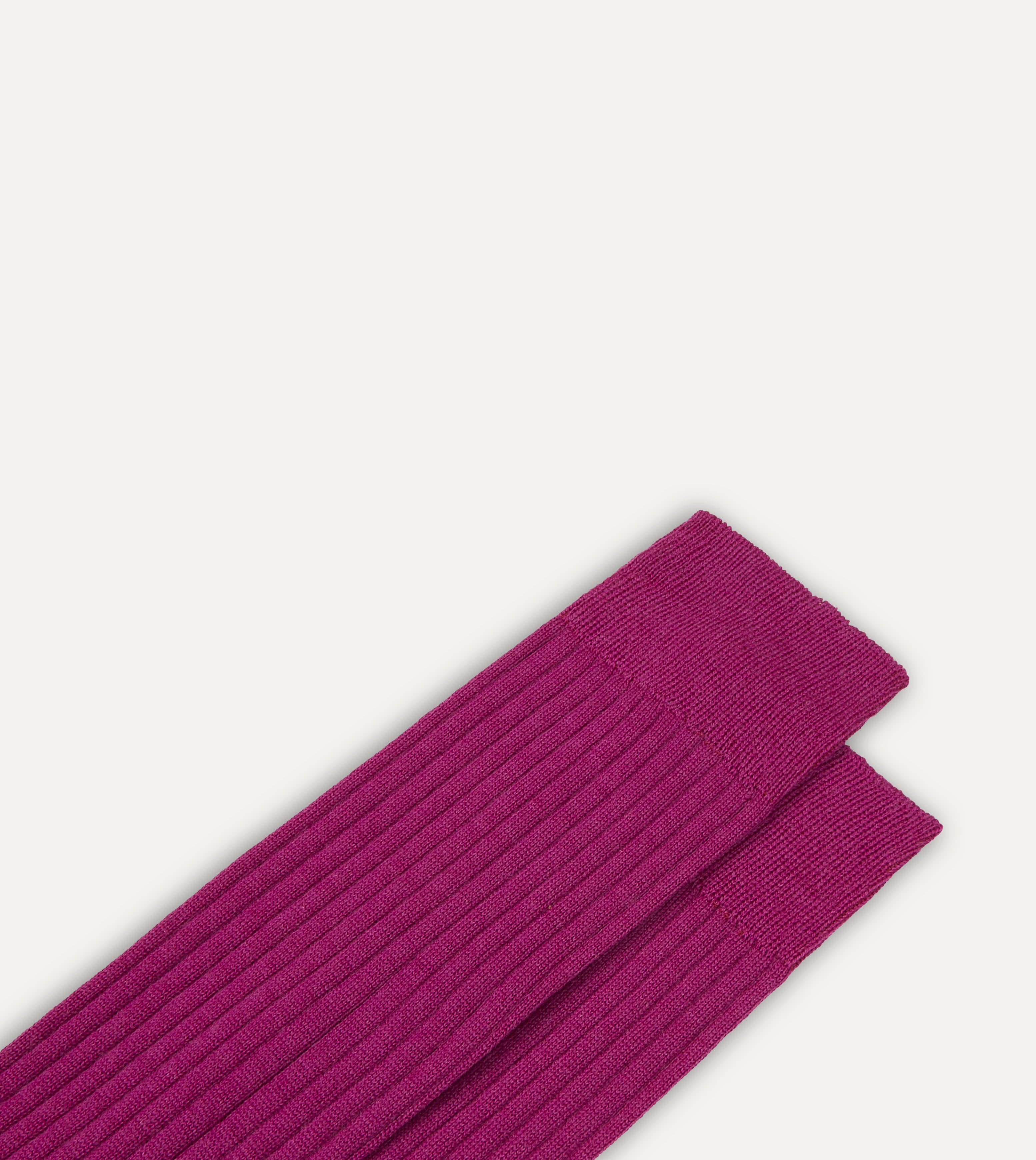 Magenta Wool Over-the-Calf Socks - Image 2