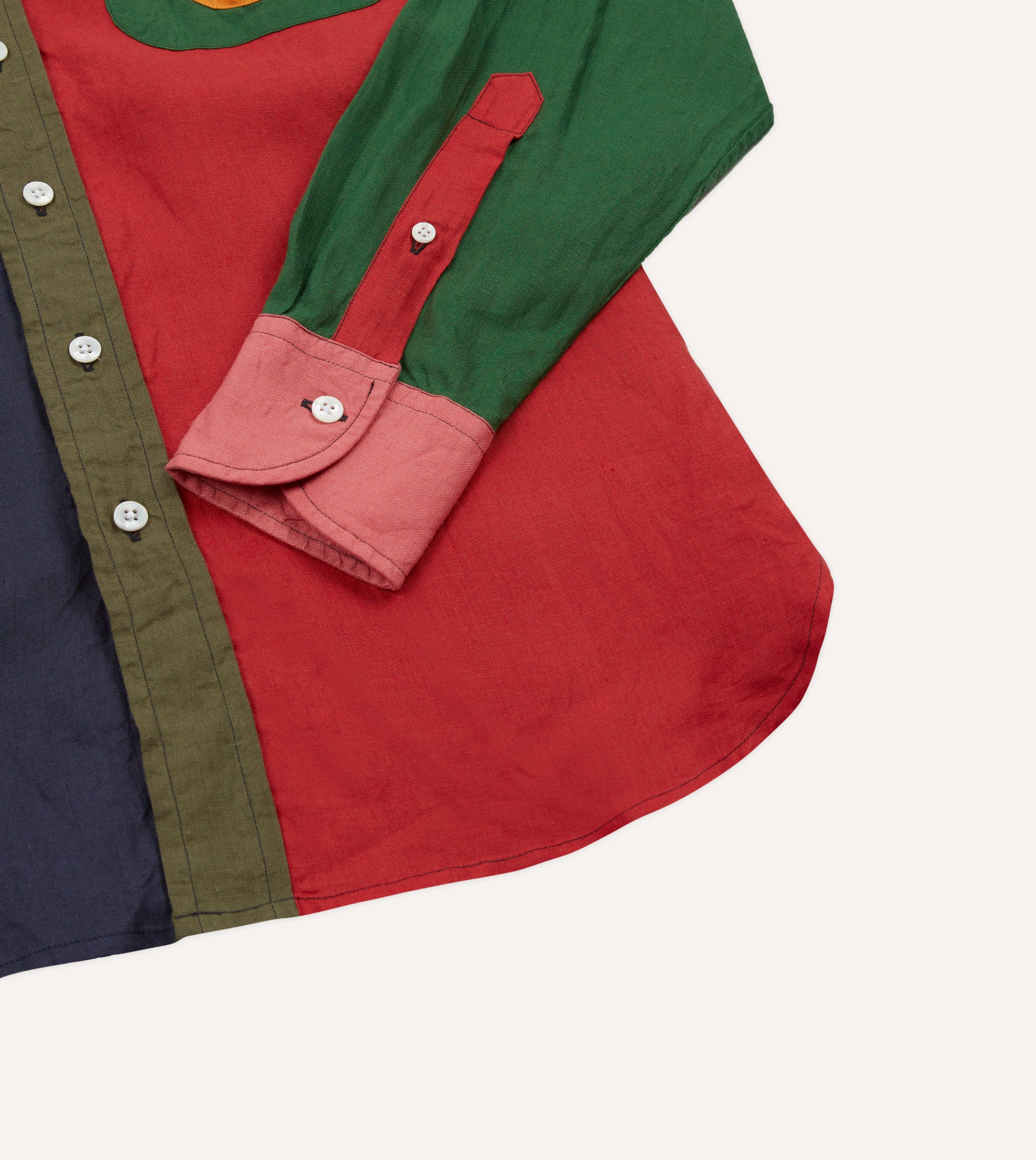 Multicoloured Linen Two-Pocket Fun Work Shirt - Image 5