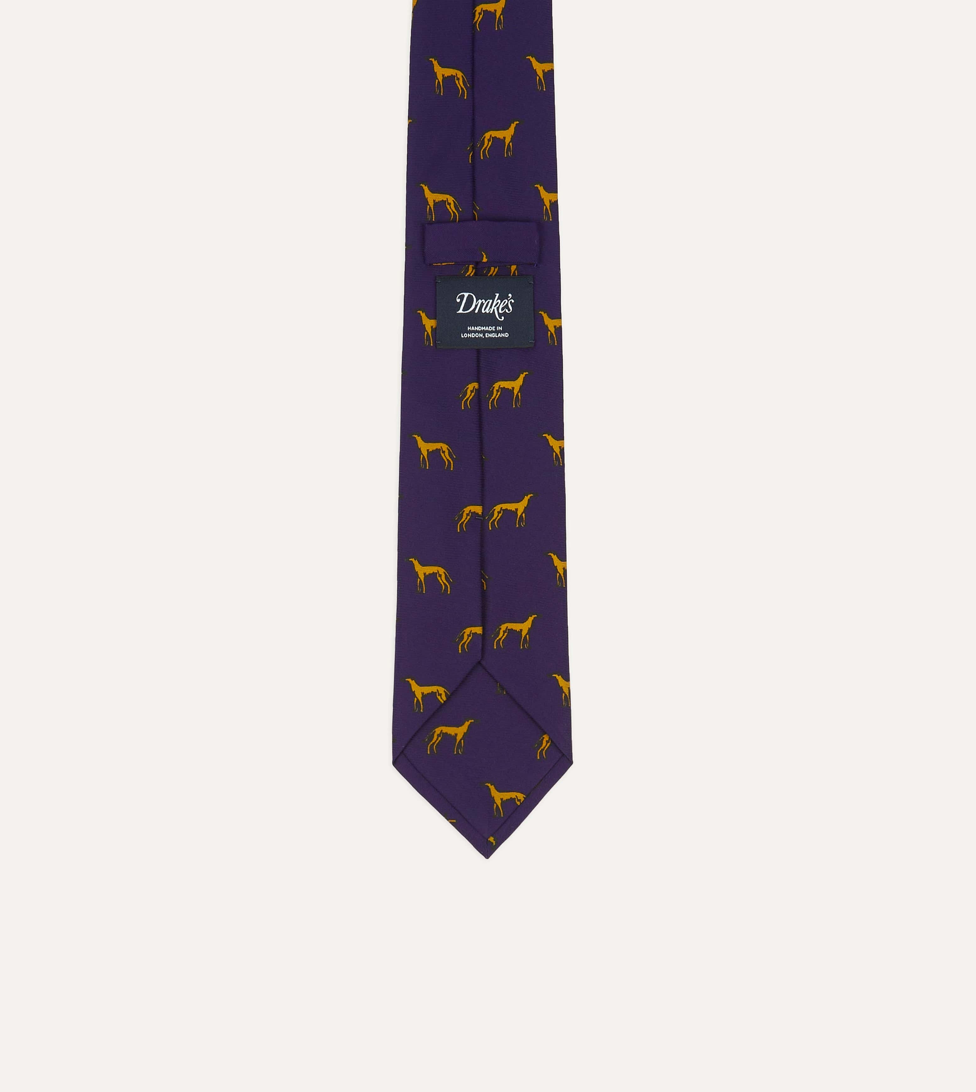 Navy and Yellow Dog Print Silk Tie - Image 3