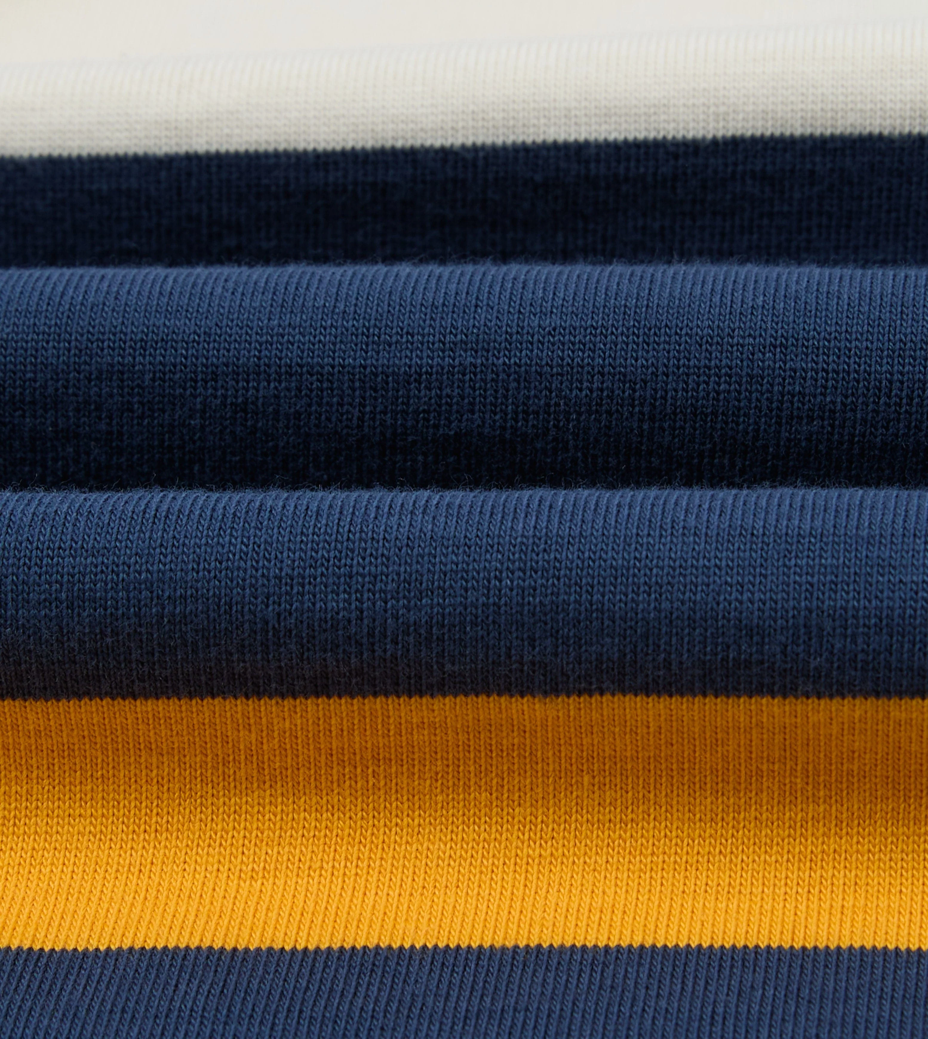 Navy and Yellow Stripe Cotton Quarter Zip Rugby Shirt - Image 4