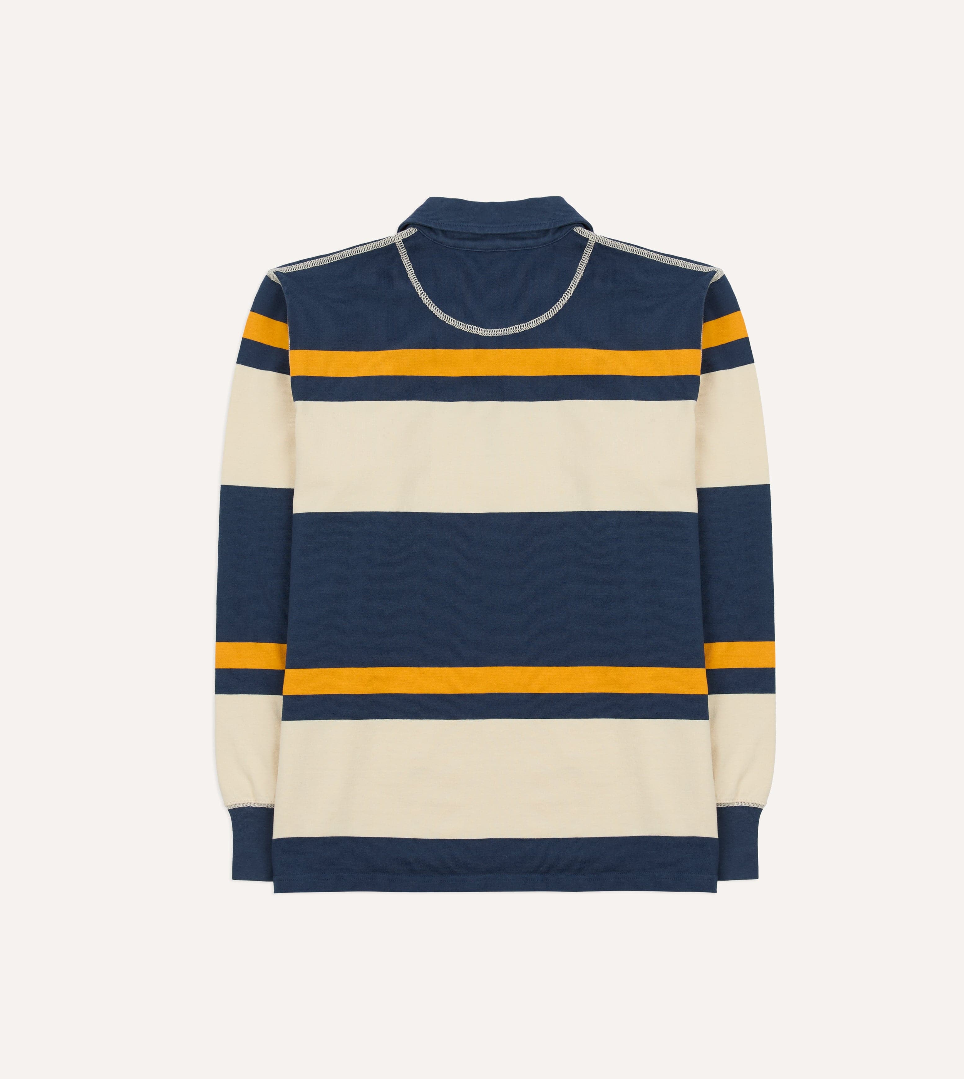 Navy and Yellow Stripe Cotton Quarter Zip Rugby Shirt - Image 7