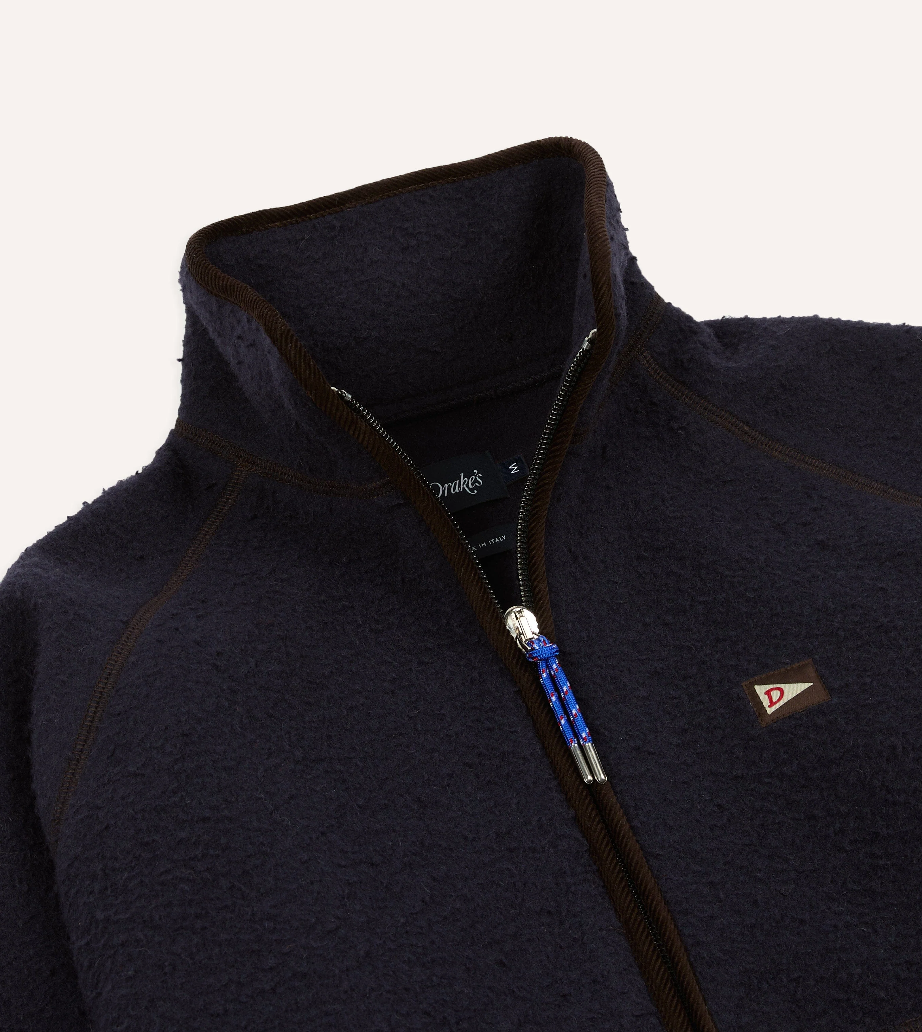 Navy Casentino Wool Half-Zip Pullover Fleece - Image 3