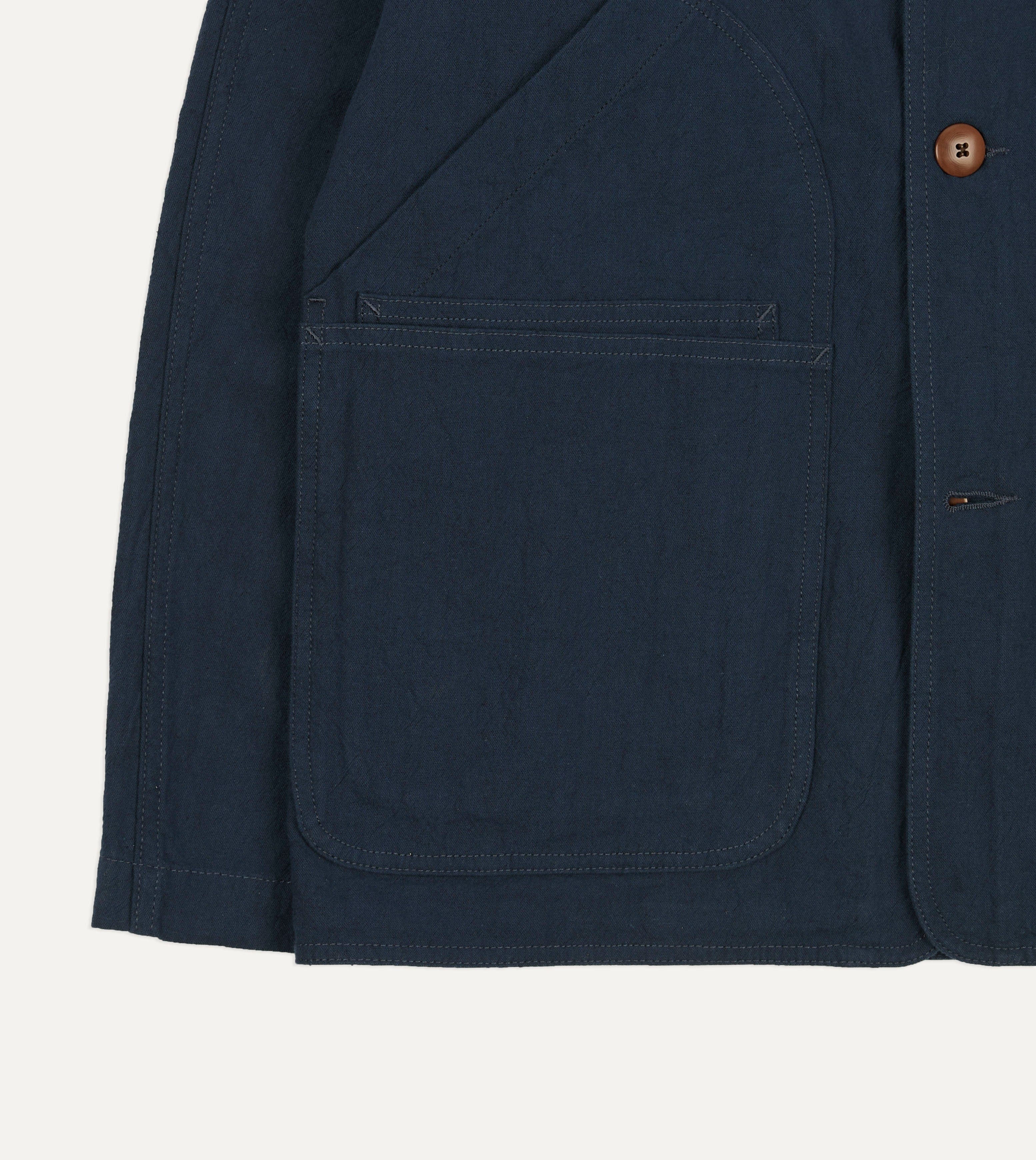 Navy Cotton-Linen Raglan Work Coat - Image 5