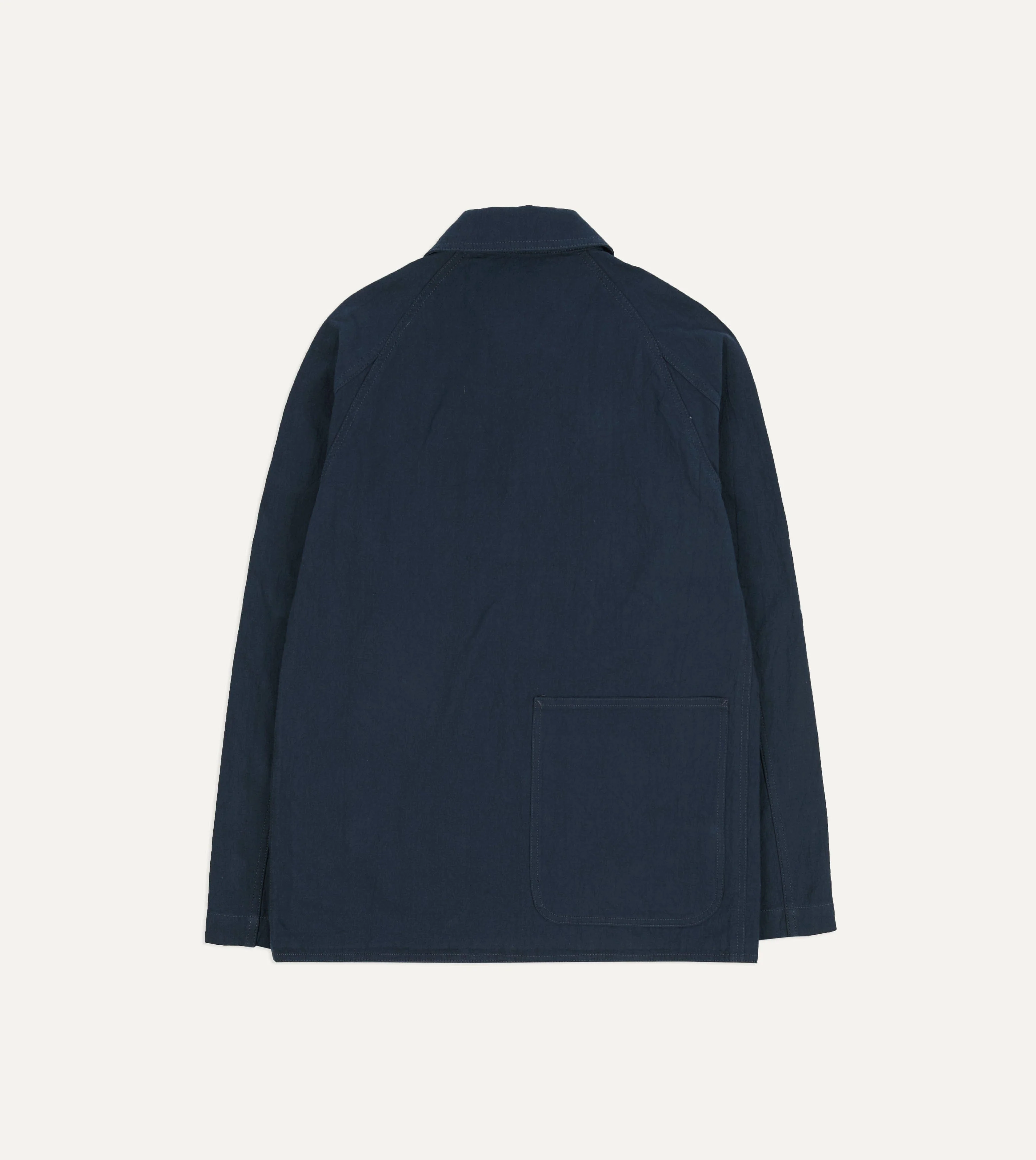 Navy Cotton-Linen Raglan Work Coat - Image 7