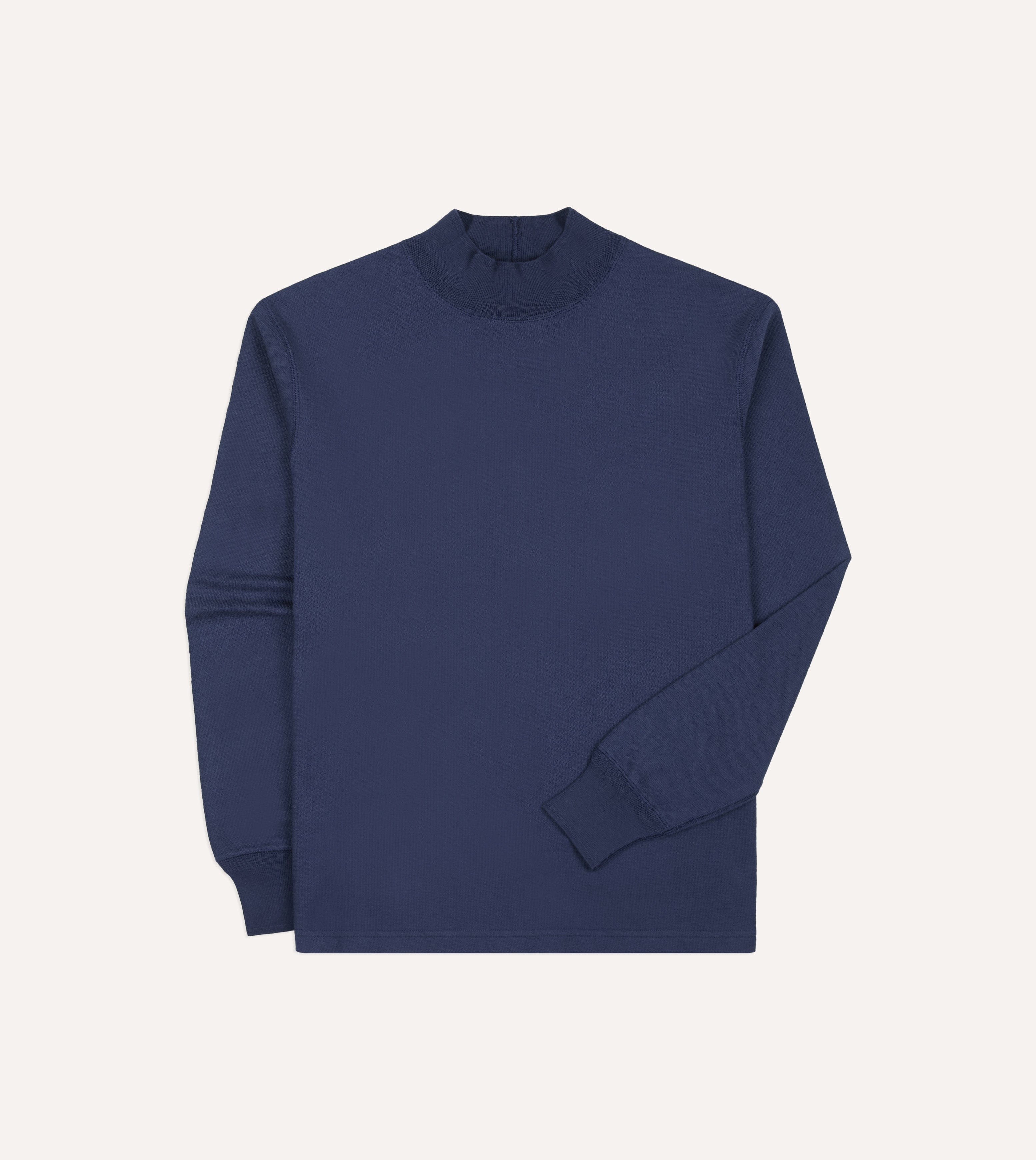 Navy Cotton Long-Sleeve Mock Neck Hiking T-Shirt - Image 3