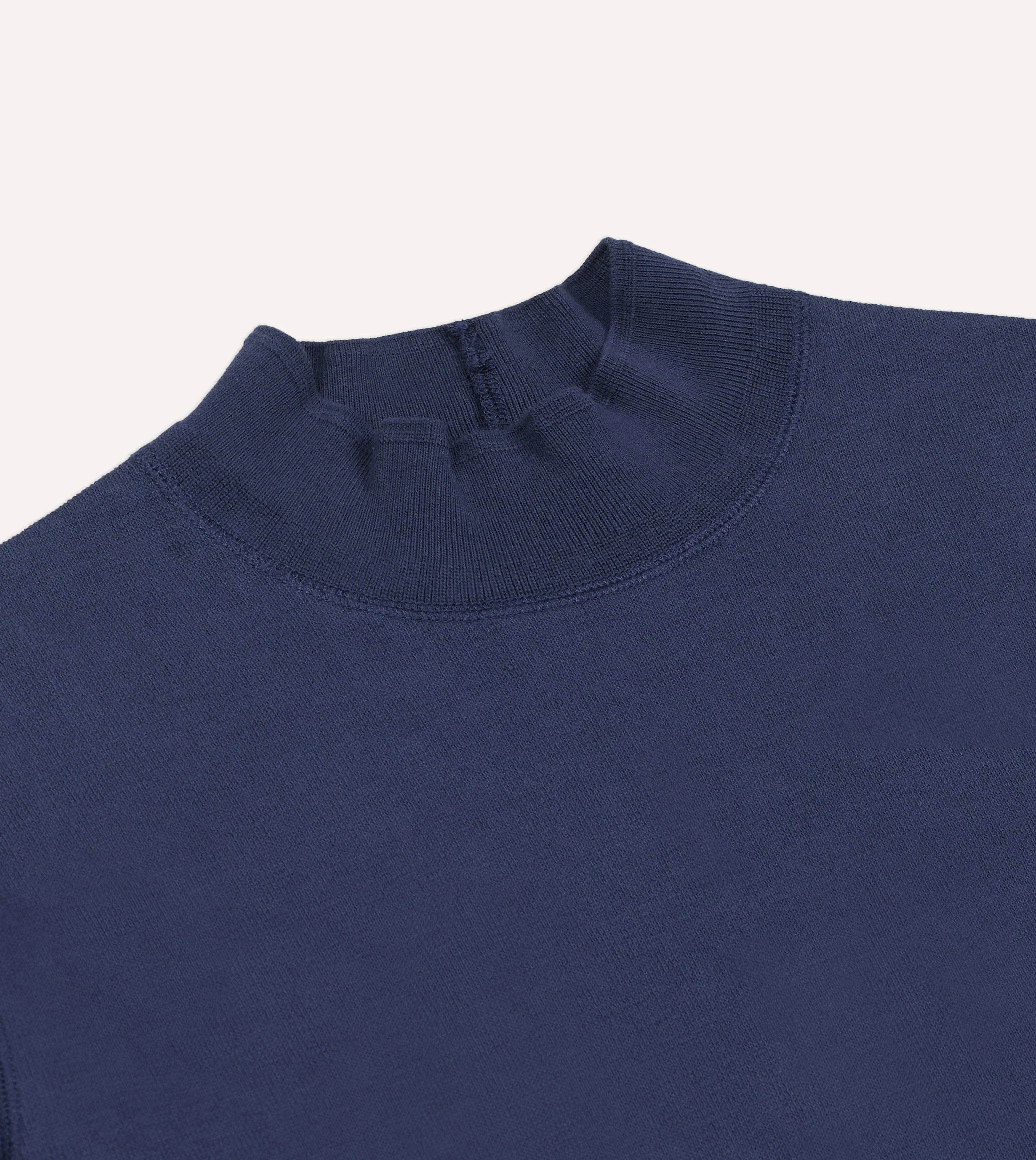 Navy Cotton Long-Sleeve Mock Neck Hiking T-Shirt - Image 4