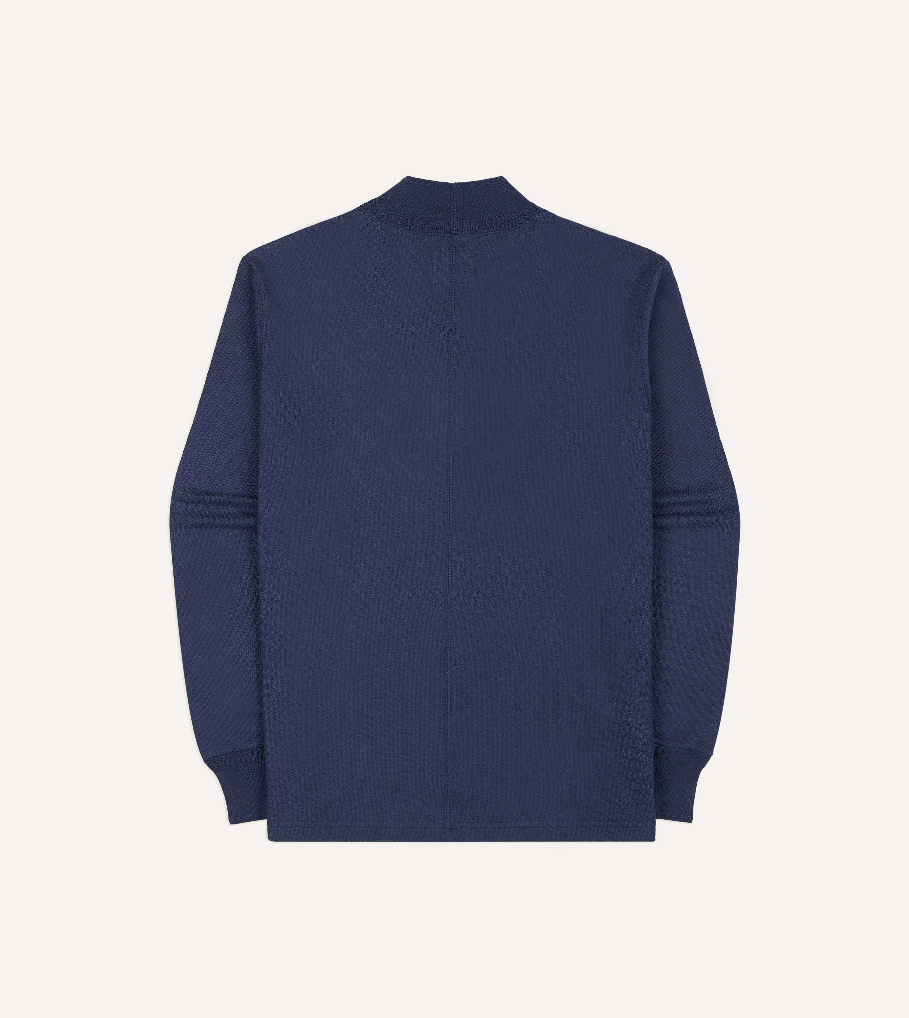 Navy Cotton Long-Sleeve Mock Neck Hiking T-Shirt - Image 6