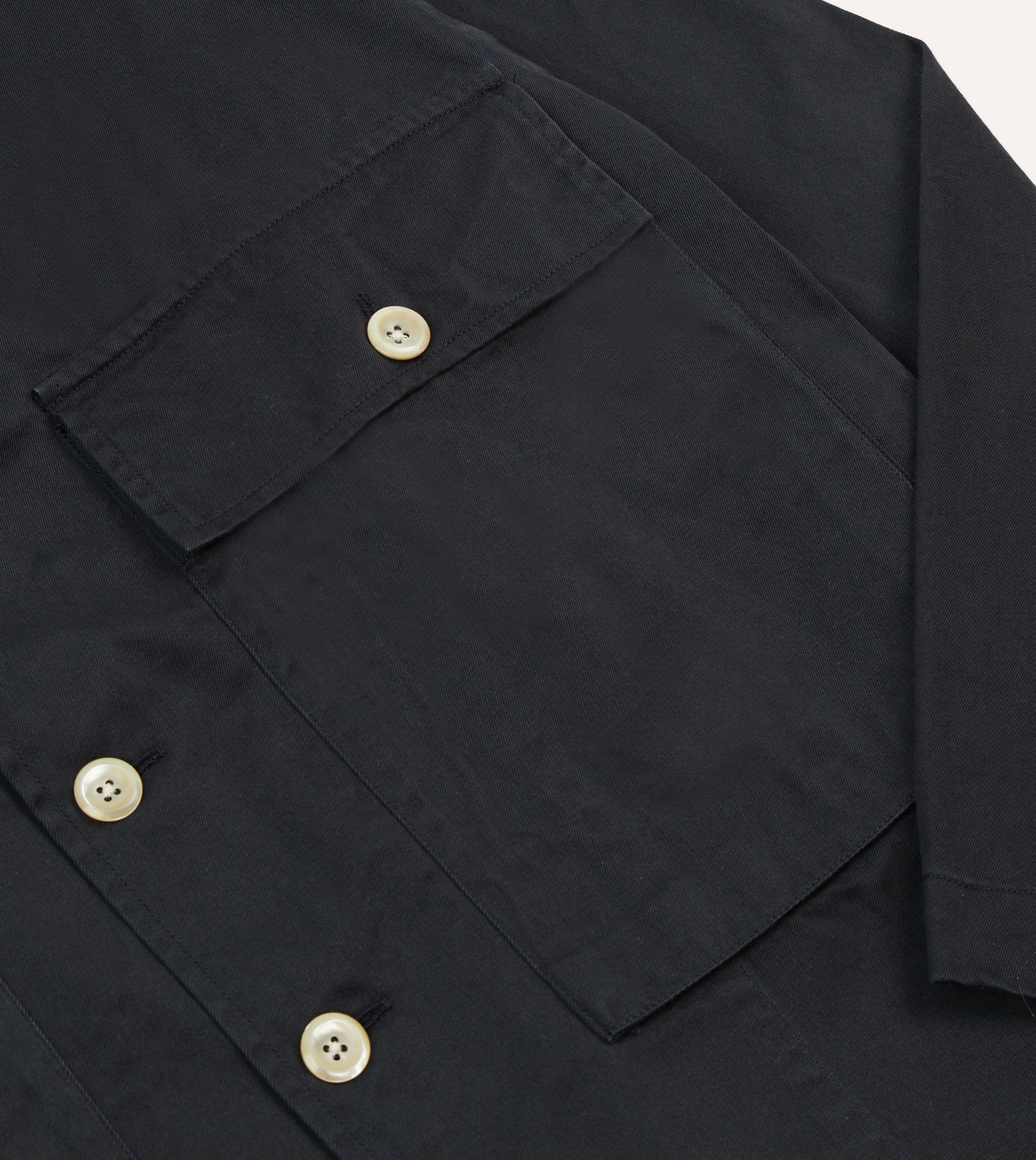 Navy Cotton Military Overshirt - Image 4