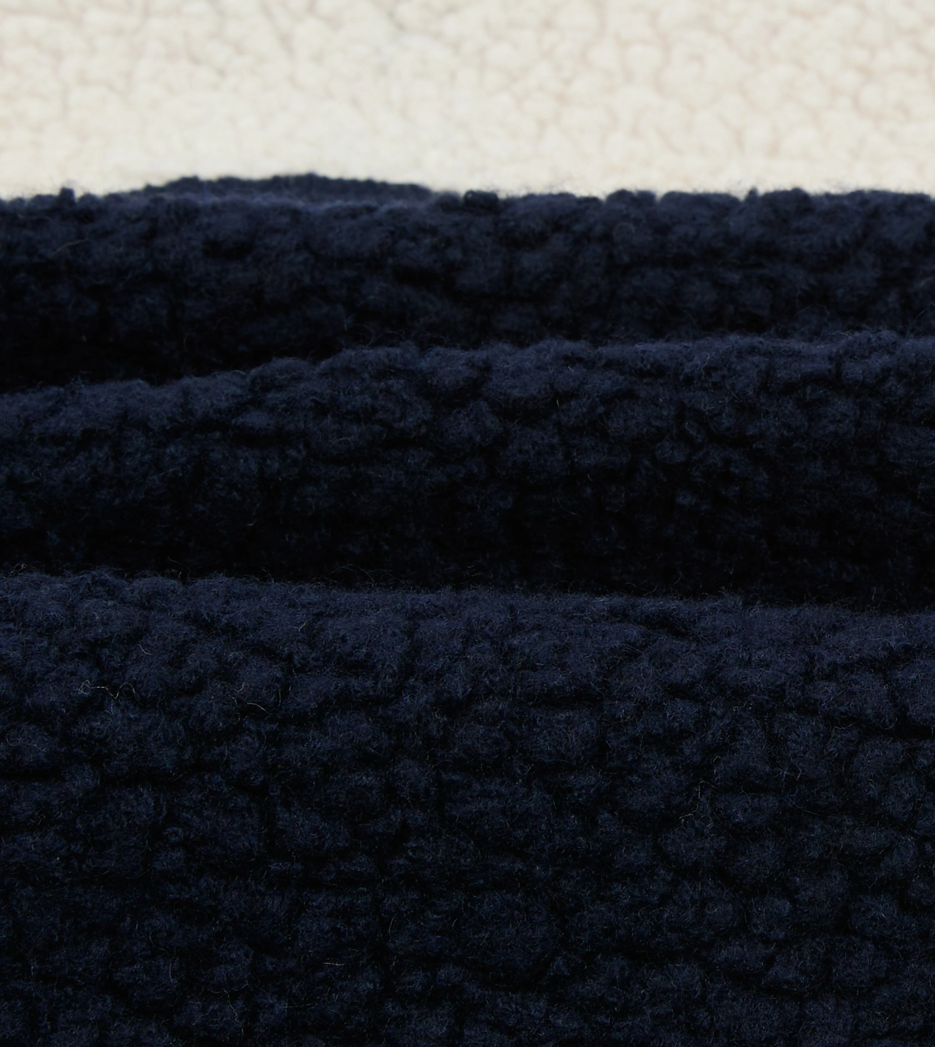Navy, Ecru and Khaki Boucle Wool Half-Zip Fleece Jacket - Image 2