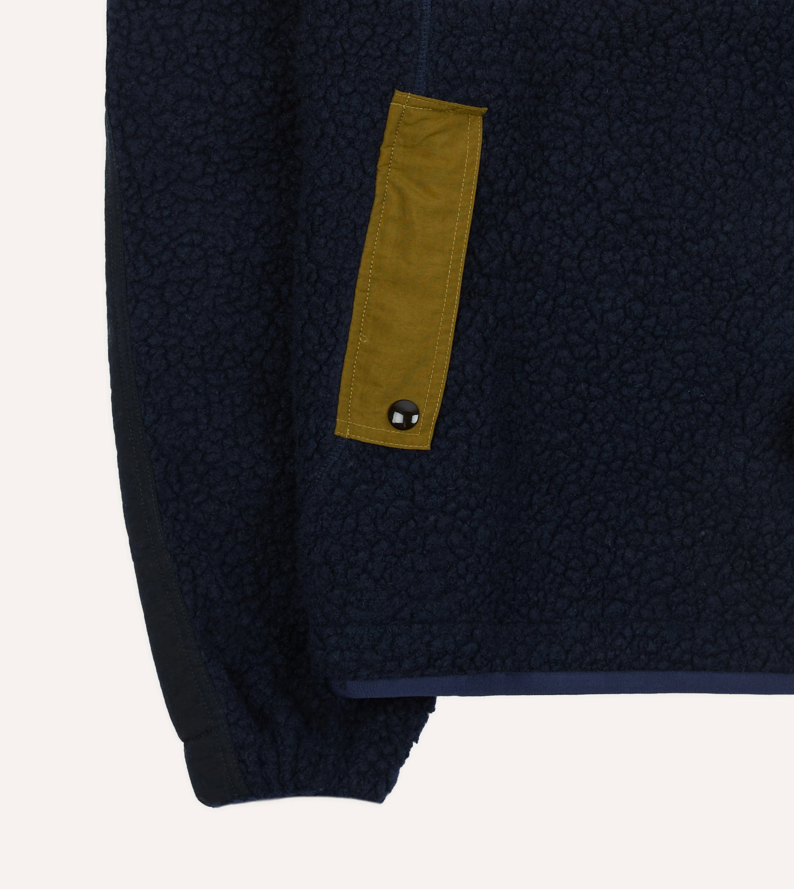 Navy, Ecru and Khaki Boucle Wool Half-Zip Fleece Jacket - Image 6