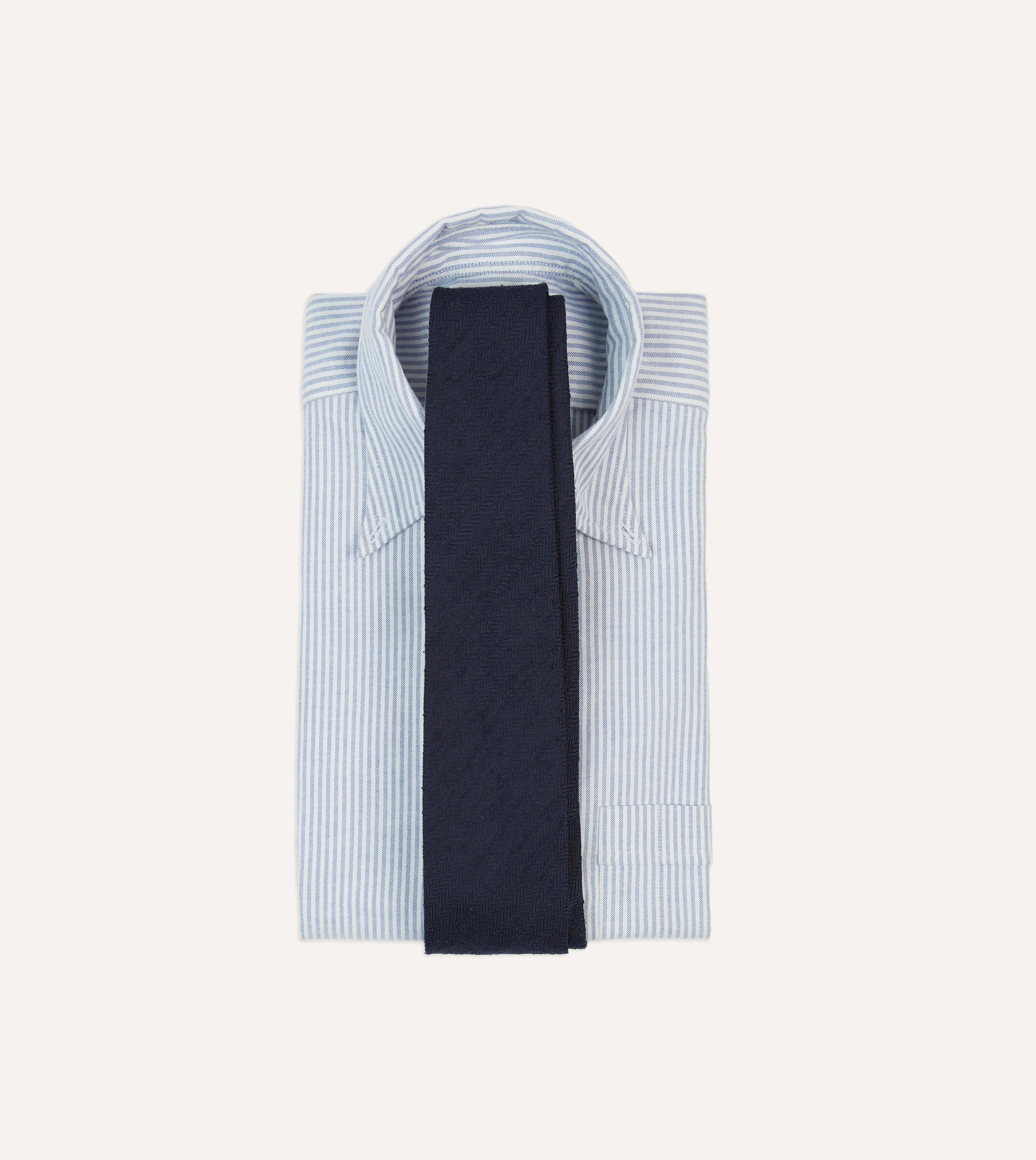 Navy Herringbone Shantung Silk Tipped Tie - Image 2