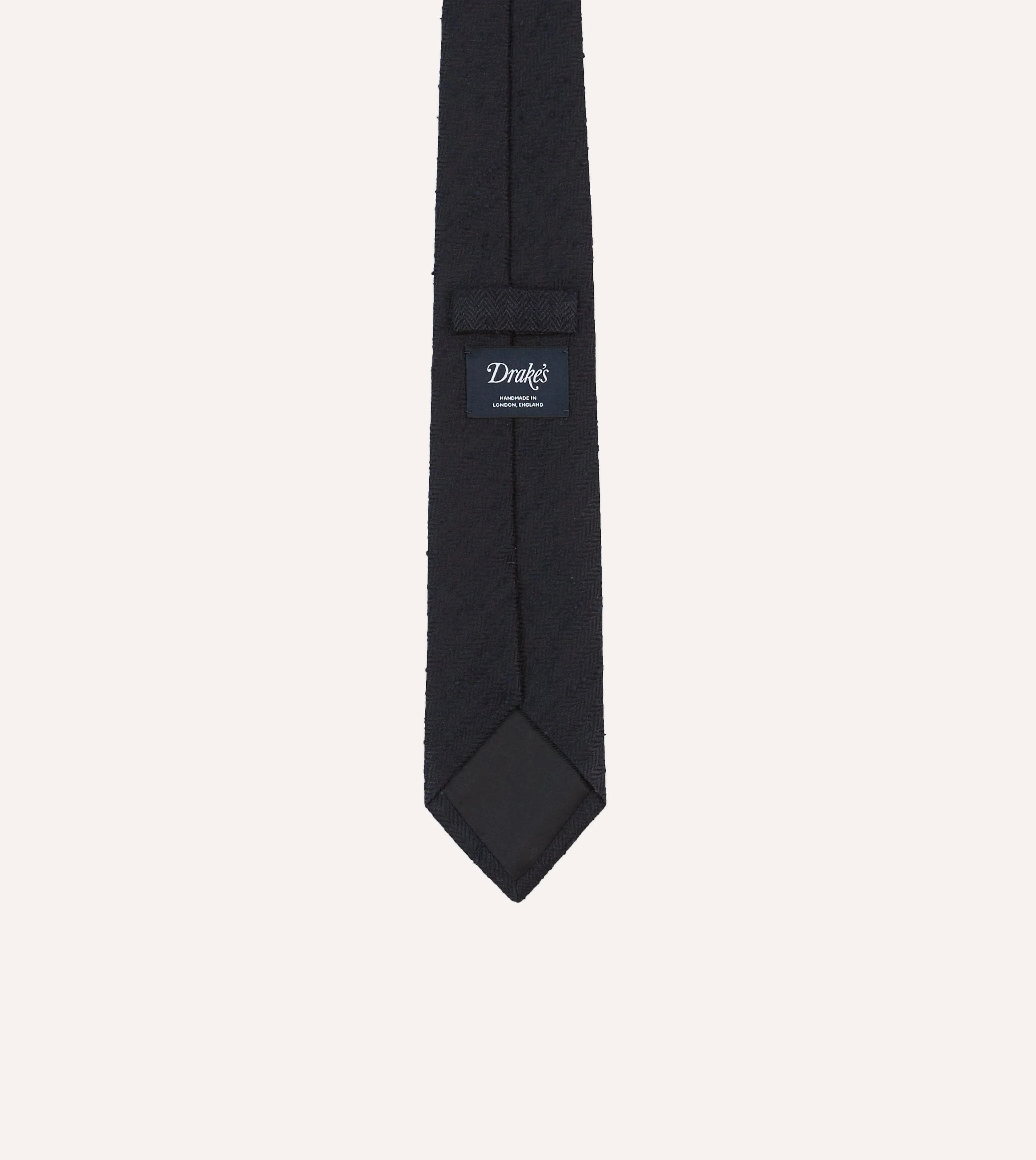 Navy Herringbone Shantung Silk Tipped Tie - Image 4